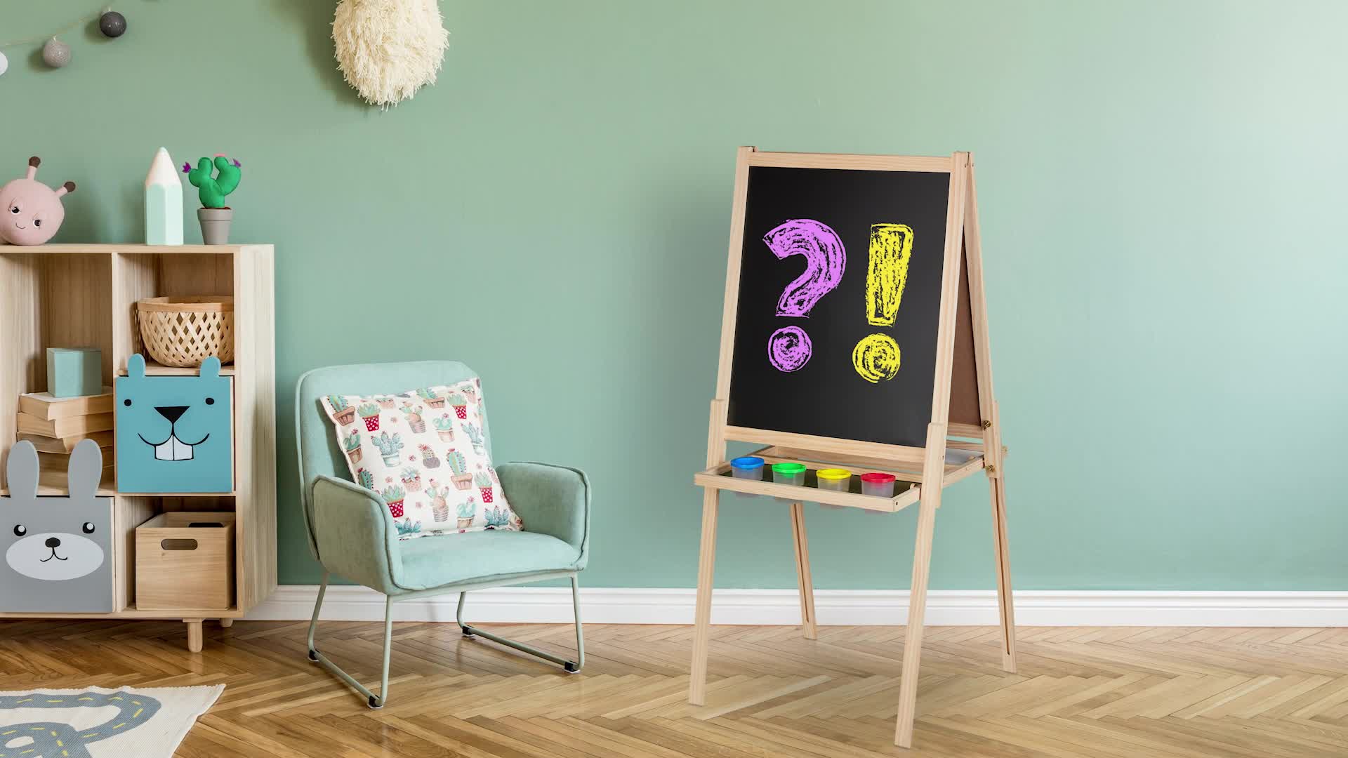 Relaxdays Kindertafel 2 in 1, Kreide- & Magnettafel, Produktbild-Vorschau 7