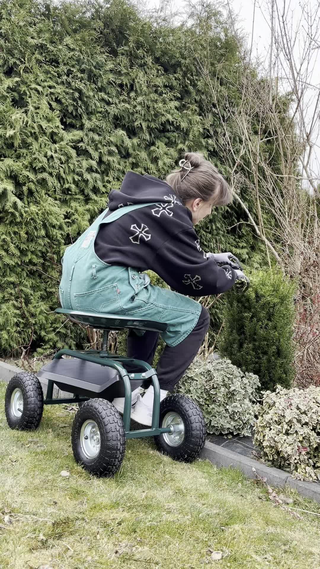 KADAX Gartenstuhl auf Rollen Sitz Gartenhocker Produktbild-Vorschau 7