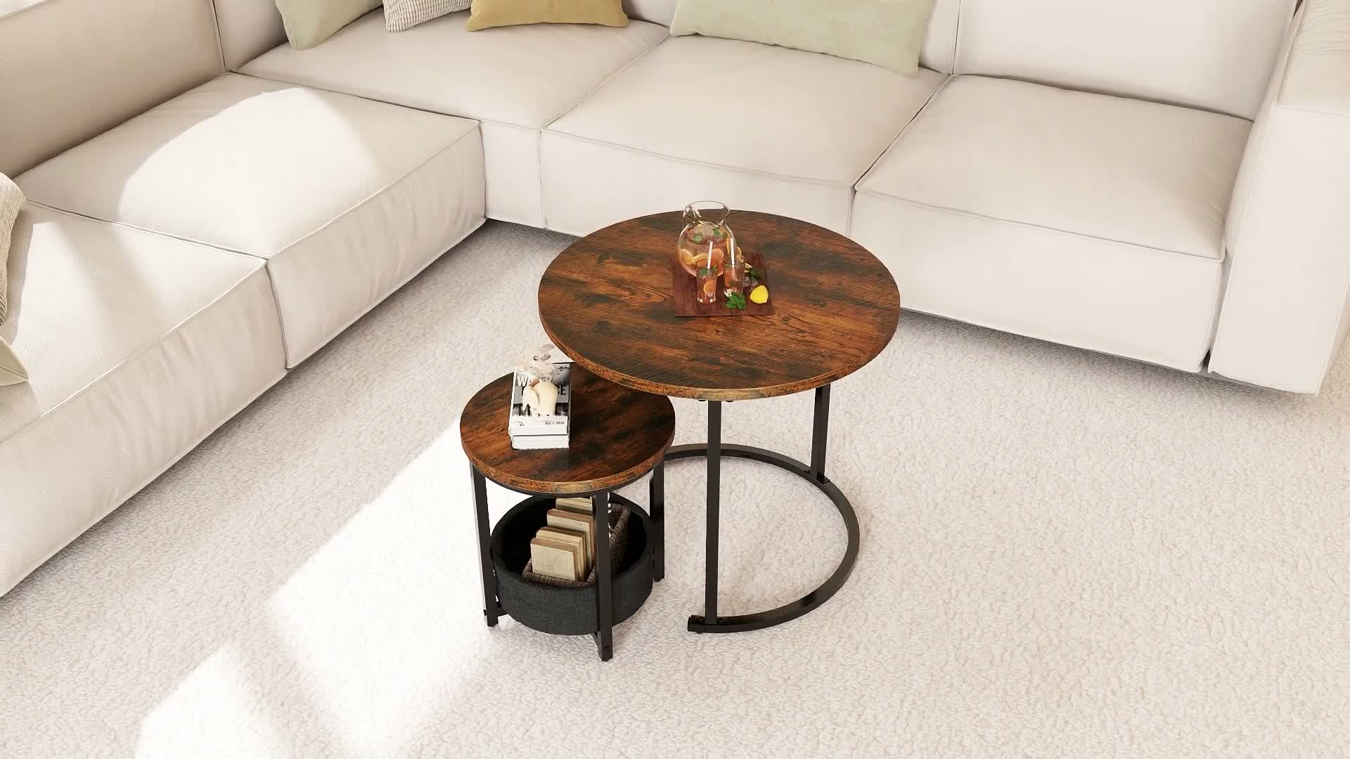 YITAHOME 2 tlg. Couchtisch Rund Nisttisch set Beistelltisch Produktbild-Vorschau 7