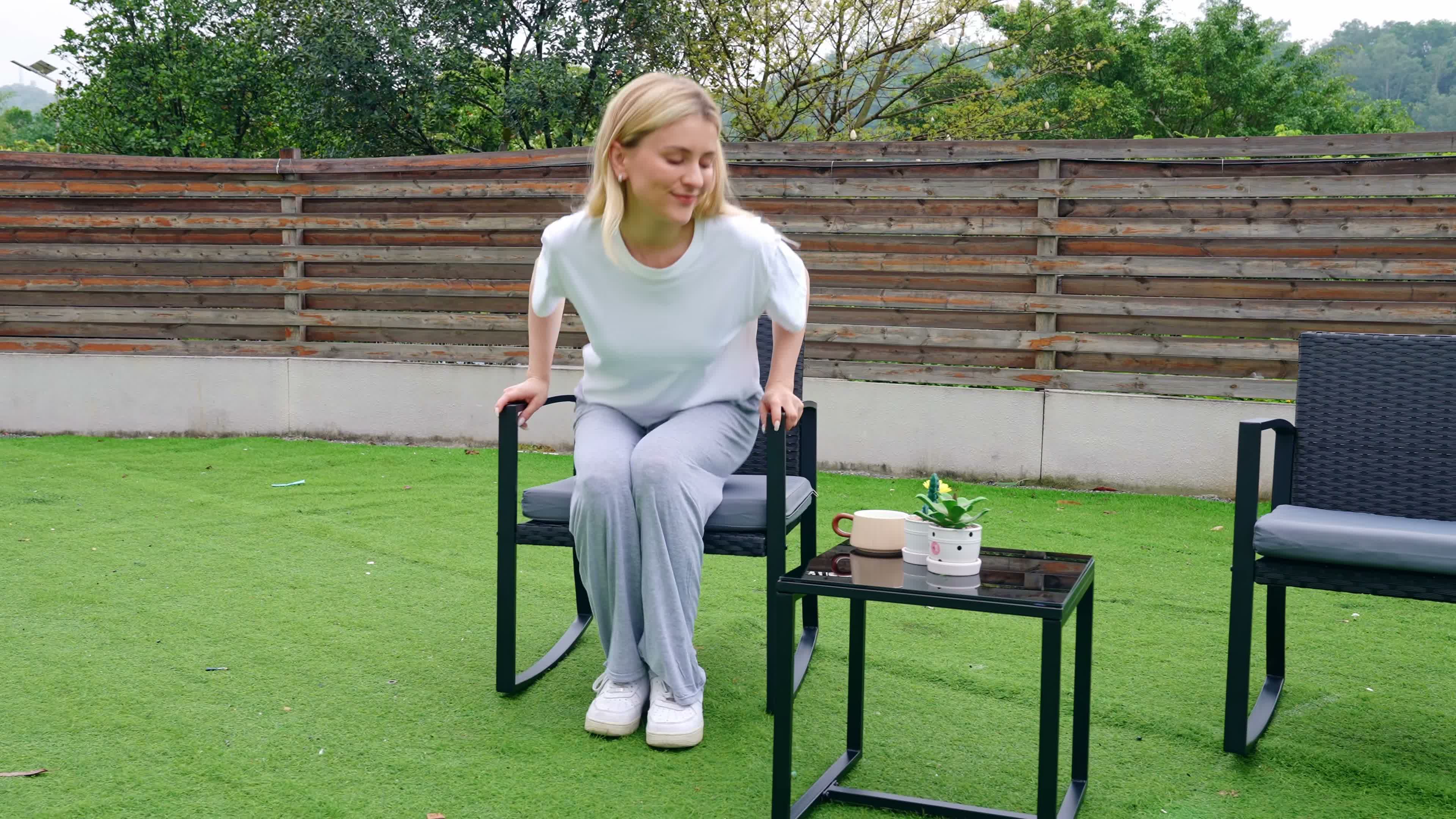 BEALIFE WR210 Rattanset 3-tlg. | Gartenset mit Grauen Produktbild-Vorschau 7