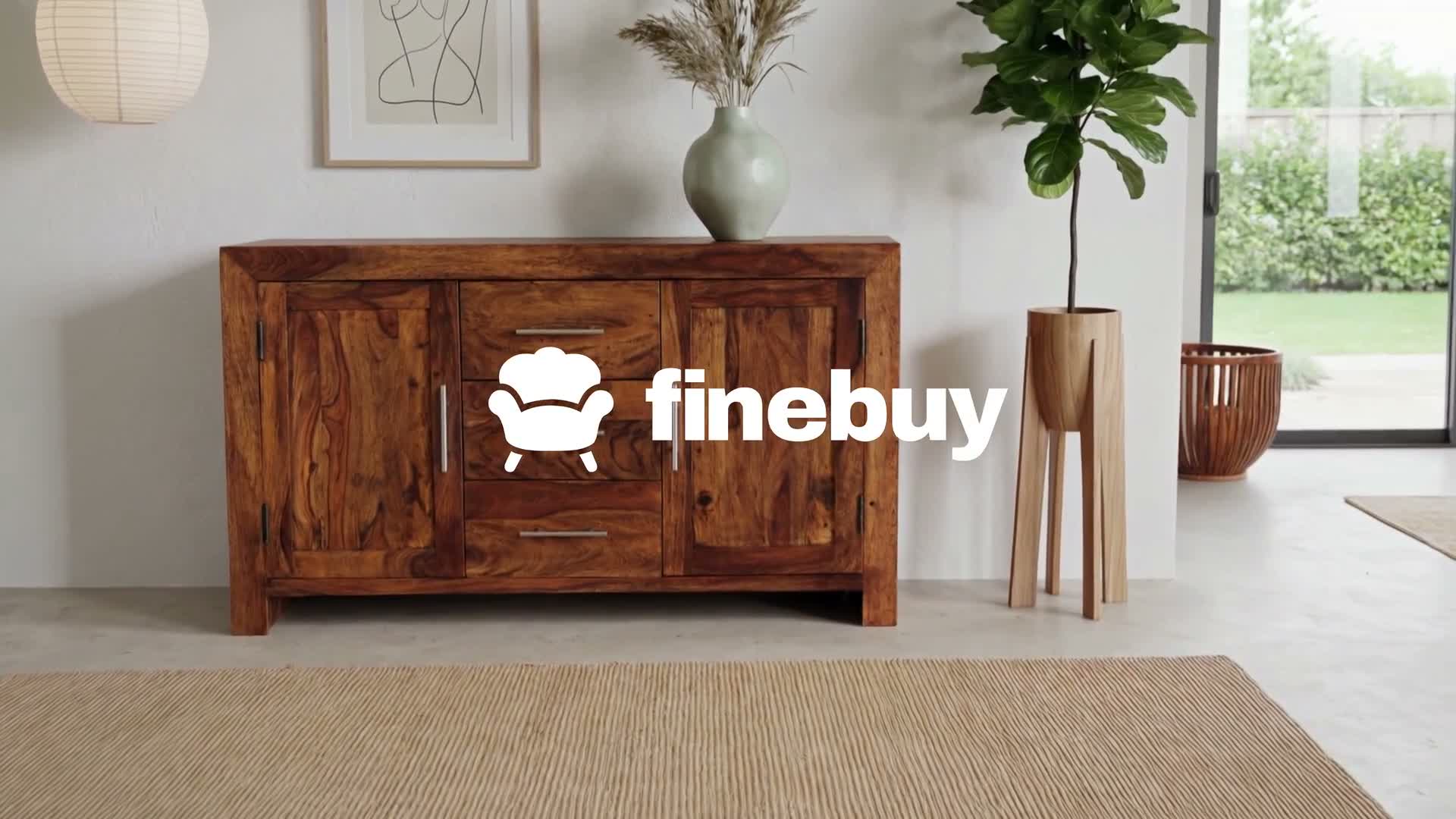 FineBuy Sideboard Sheesham Massivholz 120 cm 2 Türen & 3 Produktbild-Vorschau 7