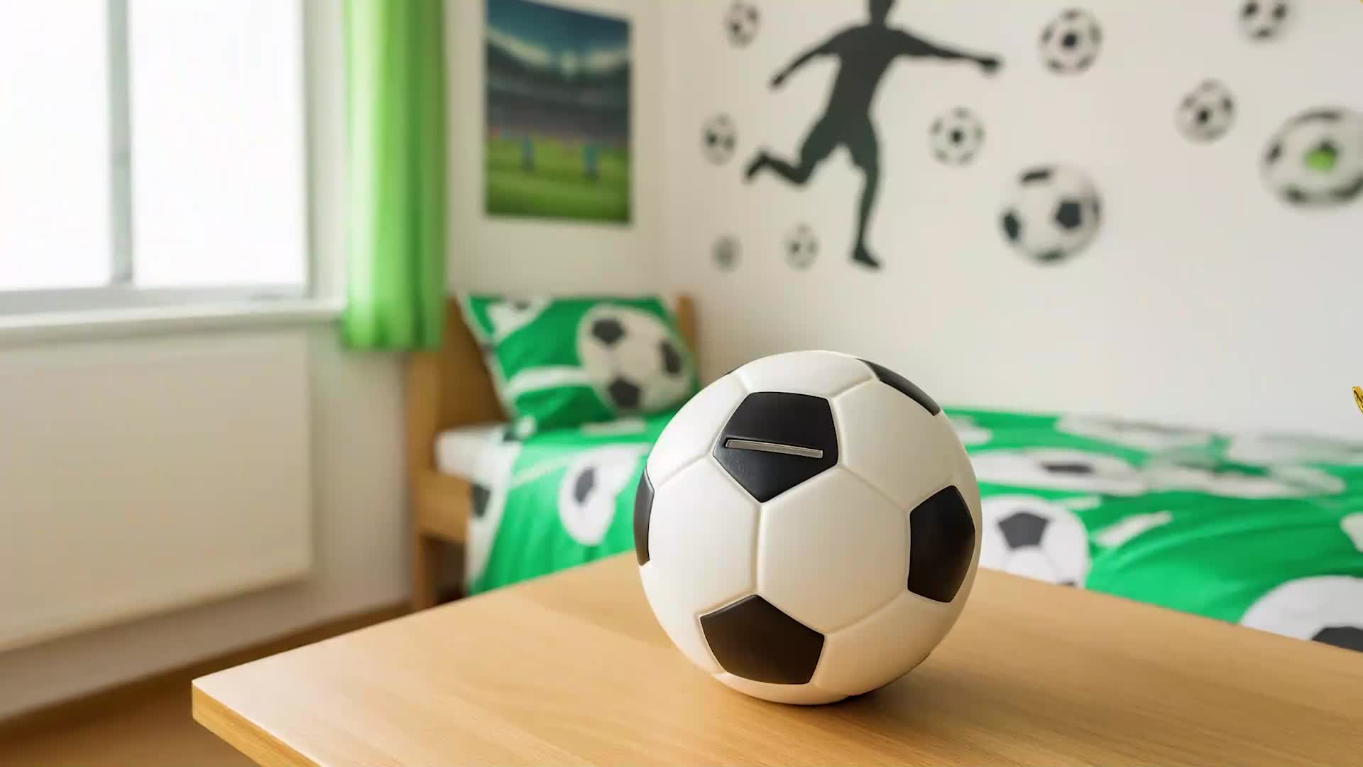 Relaxdays Fußball Spardose, Ø 15 cm, Kunstharz Sparbüchse, Produktbild-Vorschau 7