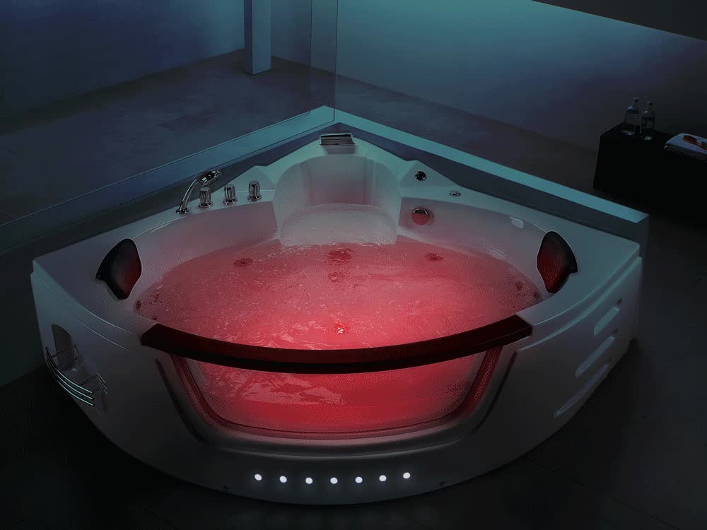 BELIANI Vířivá rohová vana, bílý sanitární akrylát a sklo, Náhled obrázku produktu 7
