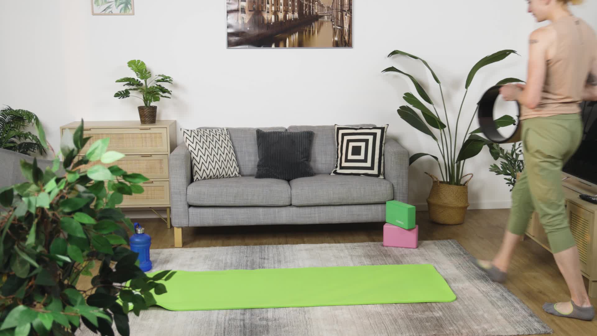 Relaxdays Yogarad, Ø 32 cm, Kunststoff, Kork, rutschfest, Produktbild-Vorschau 7