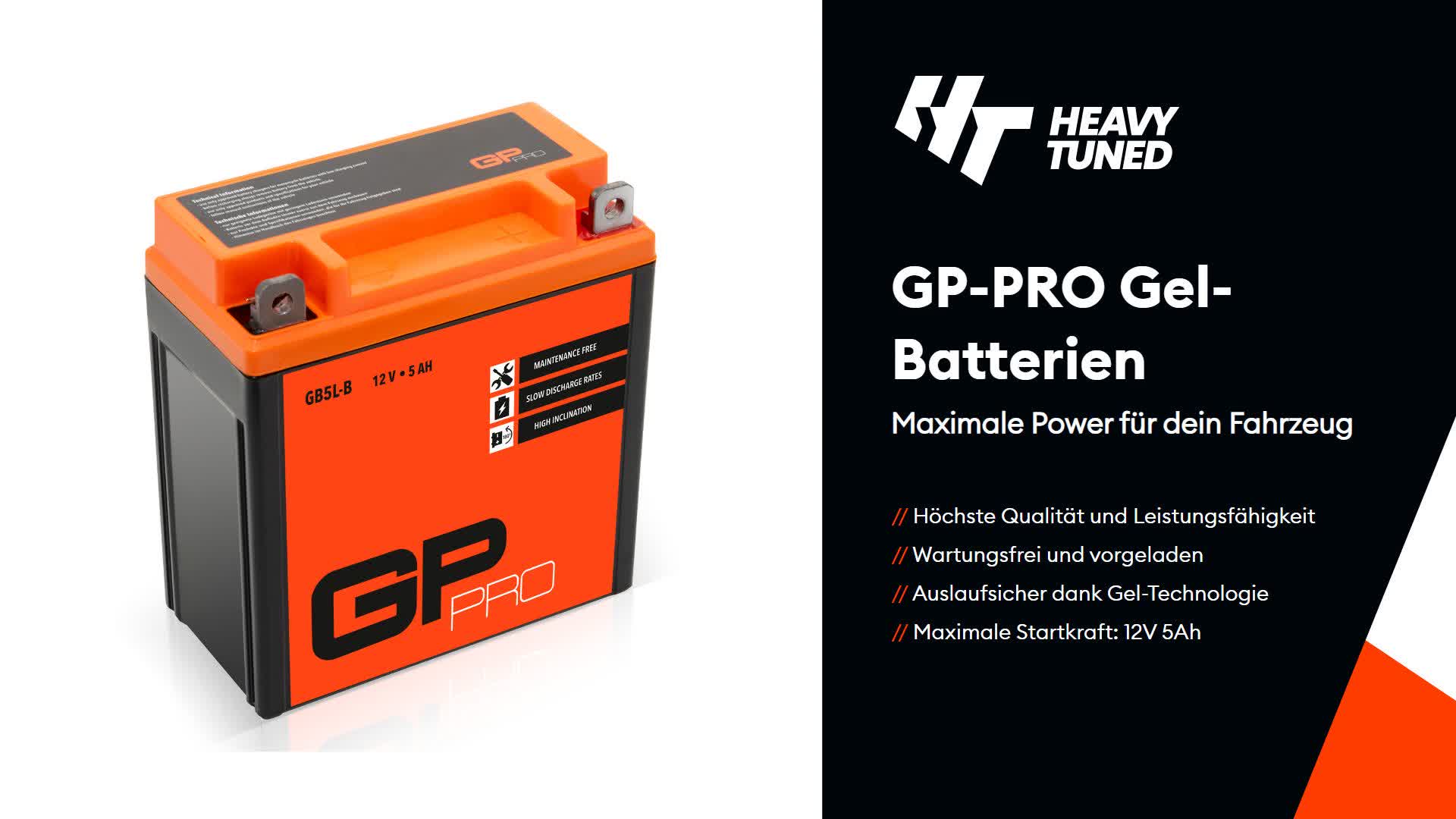 Gel-Batterie GP-PRO GB5L-B 12 V 5 Ah 55 A Rollerbatterie Produktbild-Vorschau 7