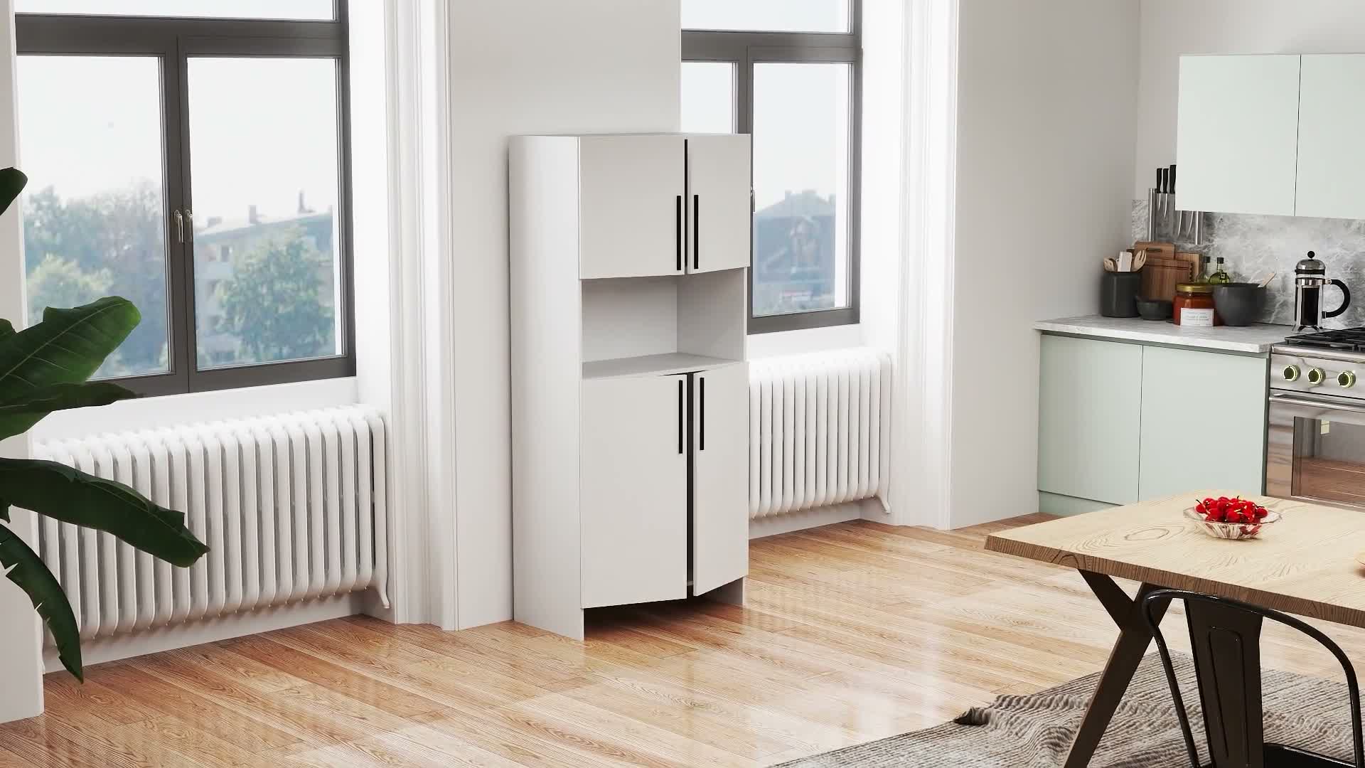HOMCOM Küchenschrank Hochschrank mit Mikrowellenablage, Produktbild-Vorschau 7