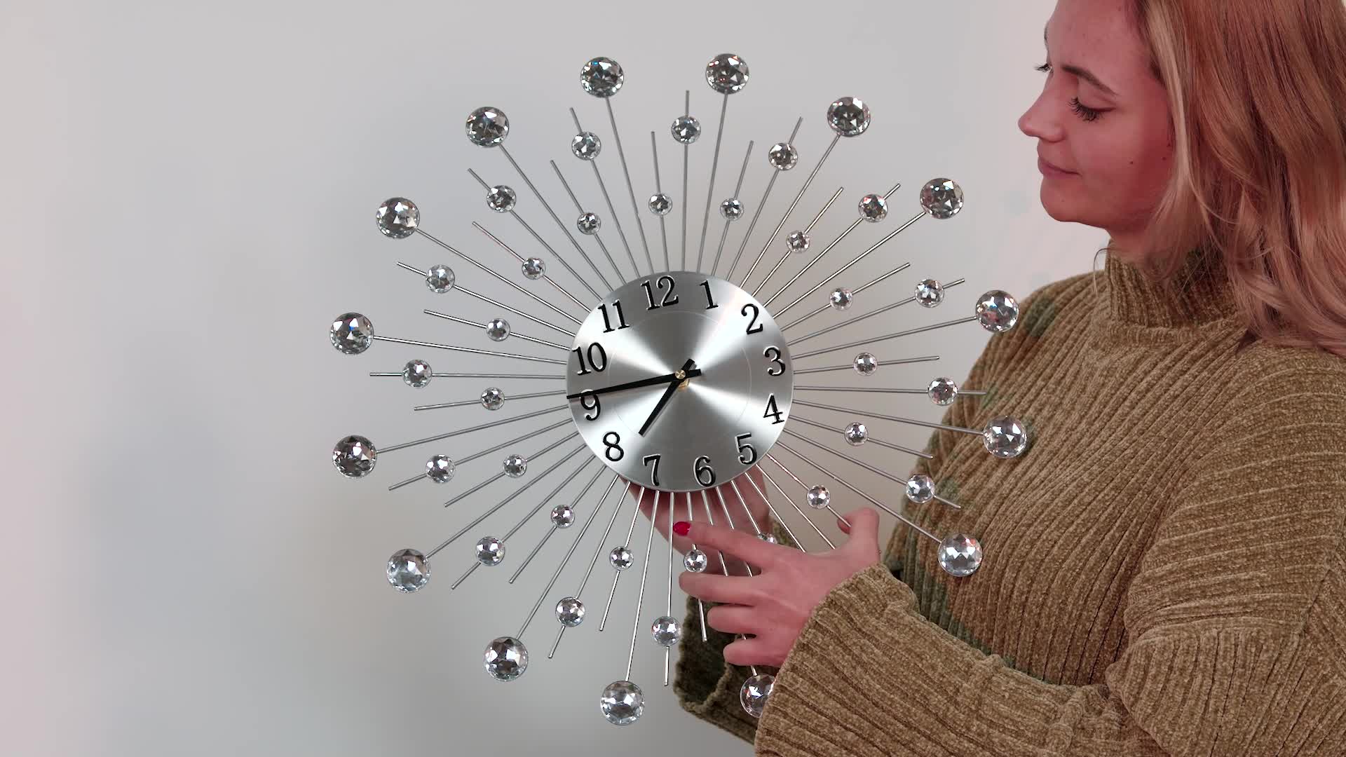 Relaxdays Wanduhr, glitzerndes Diamanten-Design, Produktbild-Vorschau 7