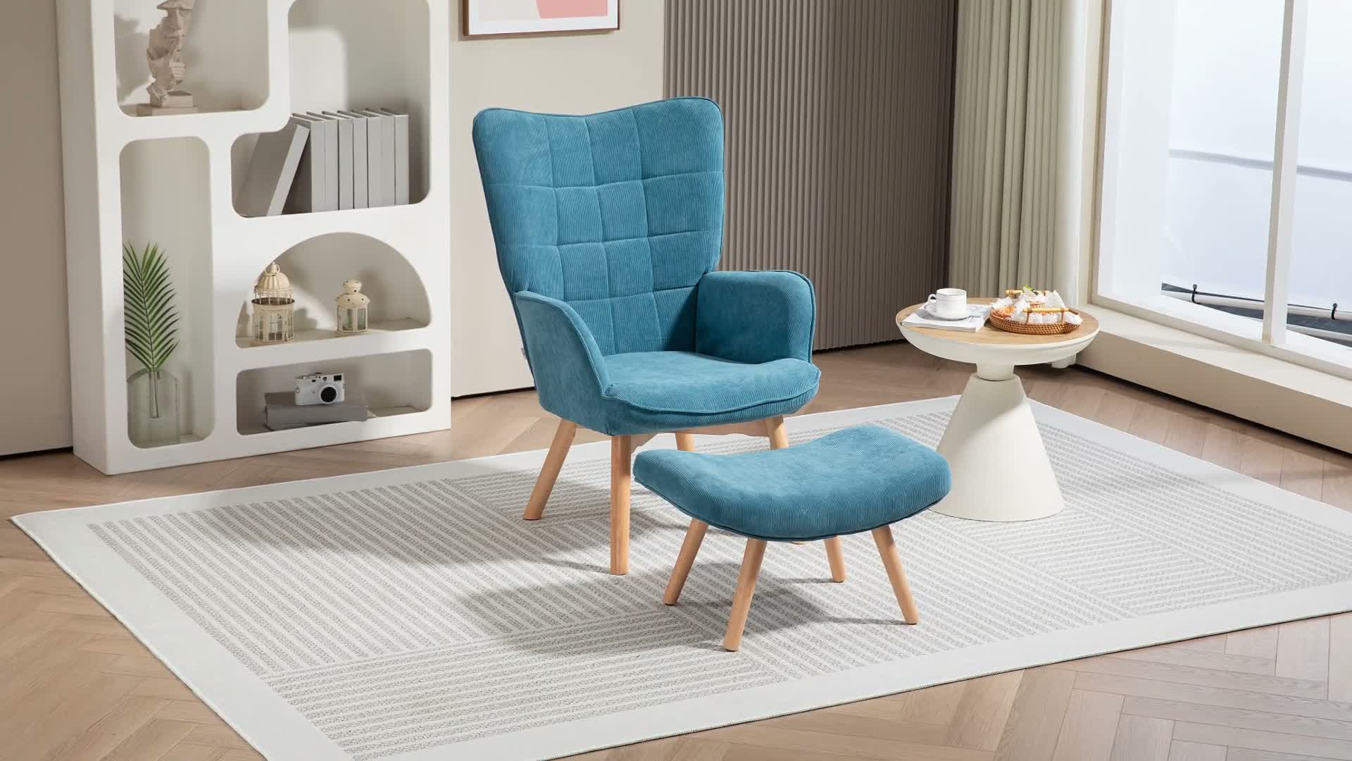 HOMCOM Sessel mit Hocker, Ohrensessel mit Hoher Produktbild-Vorschau 7