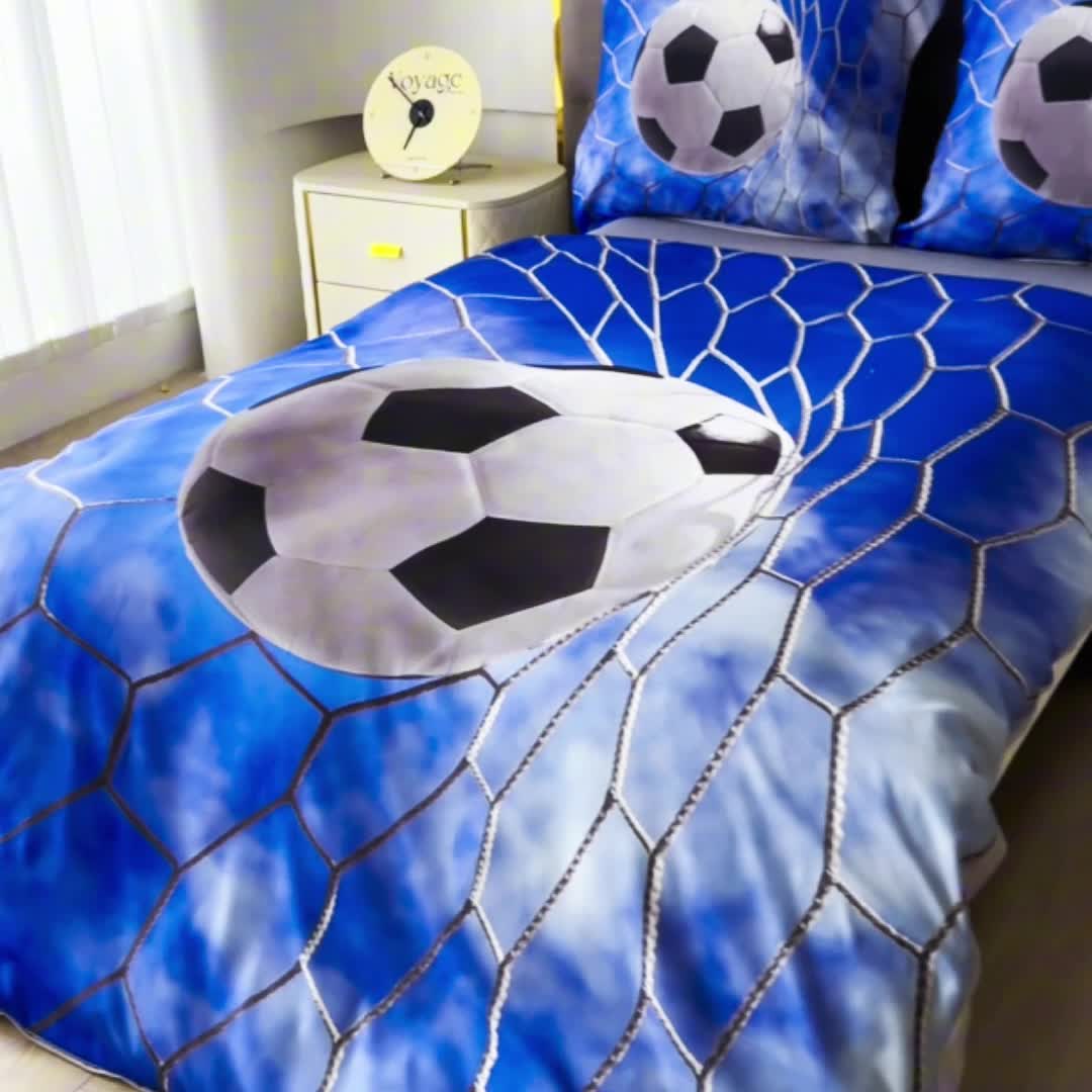 FEBE 3D Bettwäsche Fußball Bettbezug-Set 135x200 + Produktbild-Vorschau 4