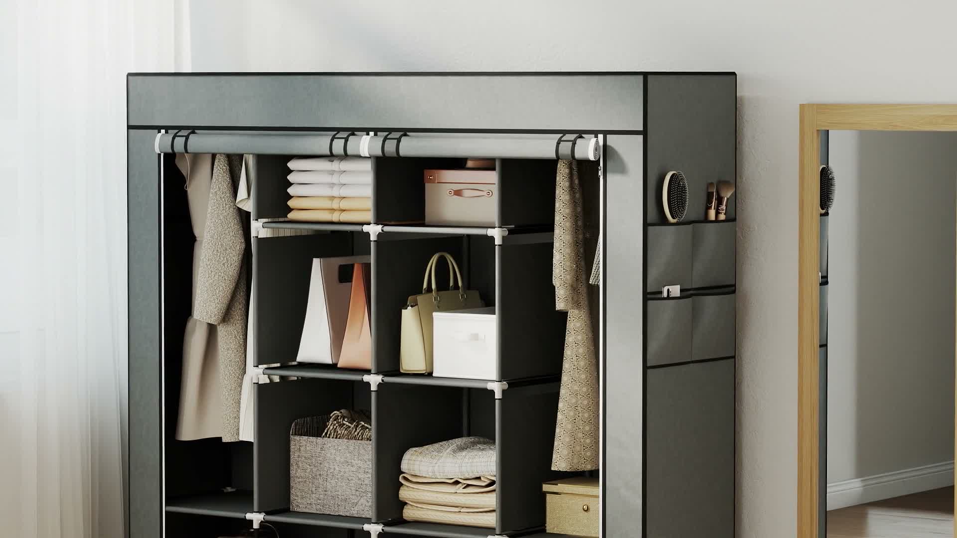 HOMCOM Stoffschrank Kleiderschrank mit Kleiderstange, 10 Produktbild-Vorschau 7