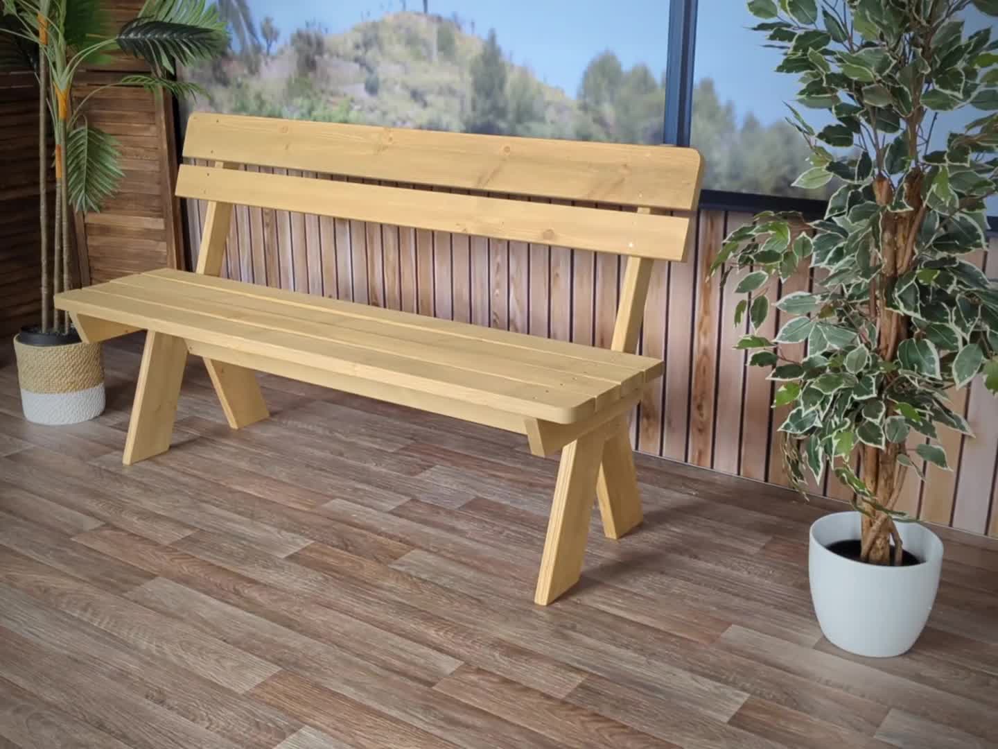 Riess Ambiente Sitzbank Hamptons 160cm - Massivholz Bank Hellbraun Creme