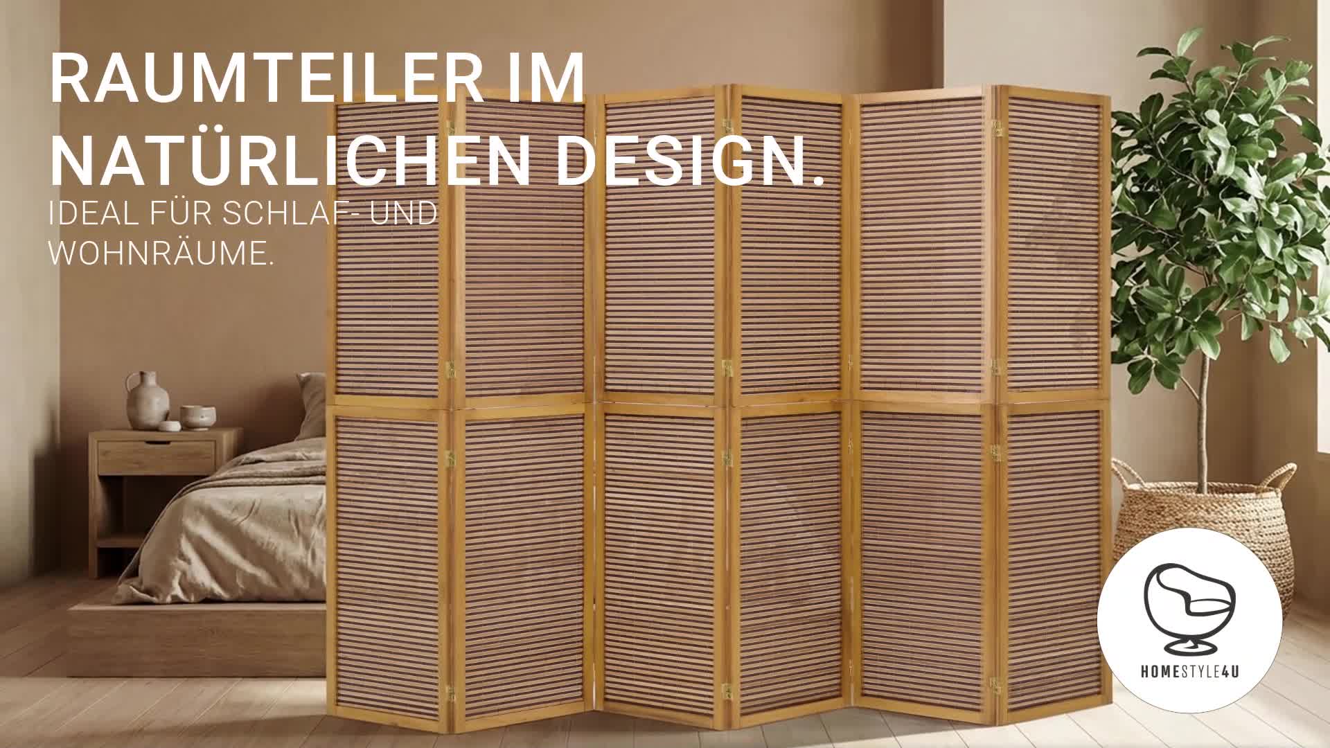 Paravent Raumteiler 6 teilig Holz Bambus Braun Indoor Produktbild-Vorschau 7