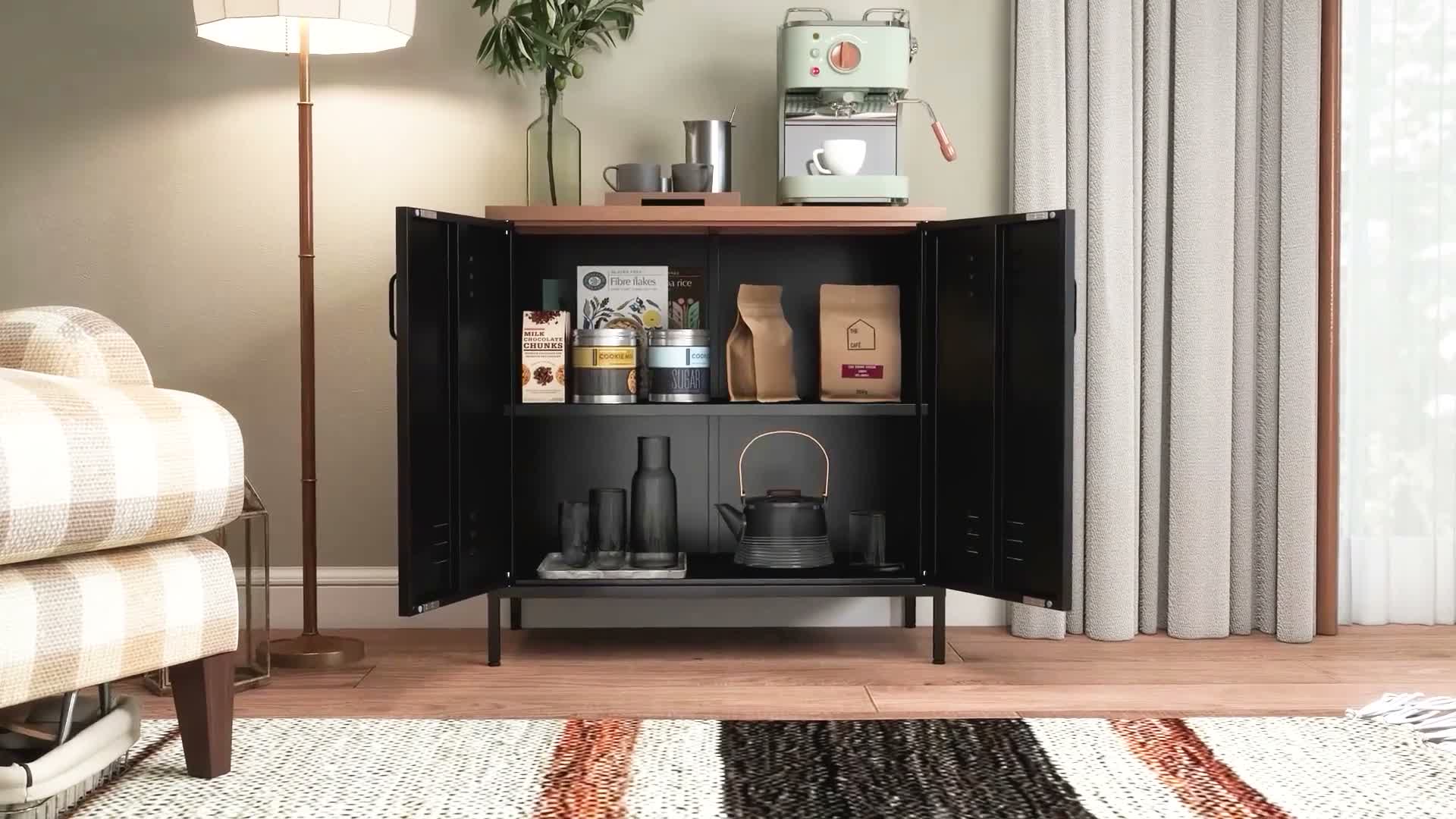 HOMCOM Stahl Kommode Sideboard Metallschrank mit 4 Fächern, Produktbild-Vorschau 7
