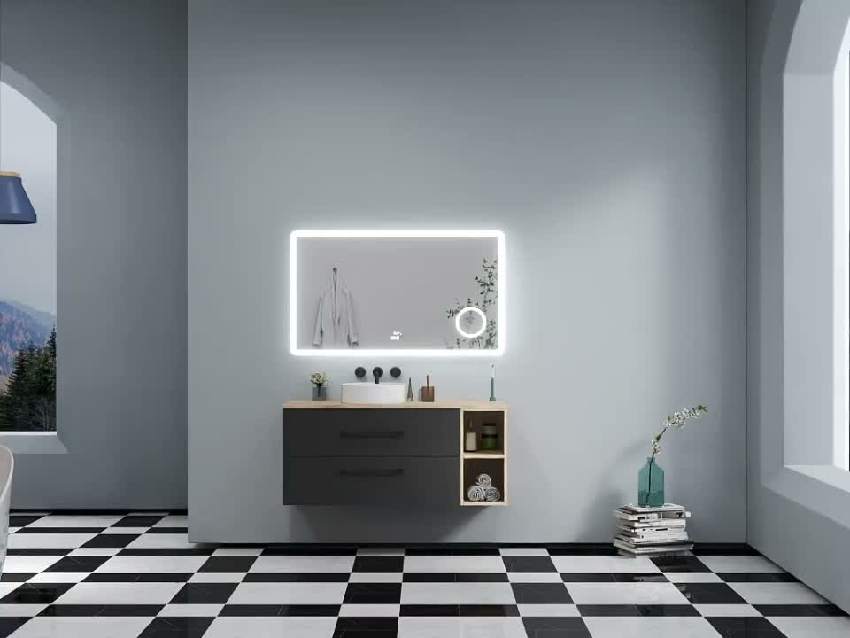 LED Badezimmer Spiegel mit Bluetooth Uhr 3-fache Produktbild-Vorschau 7