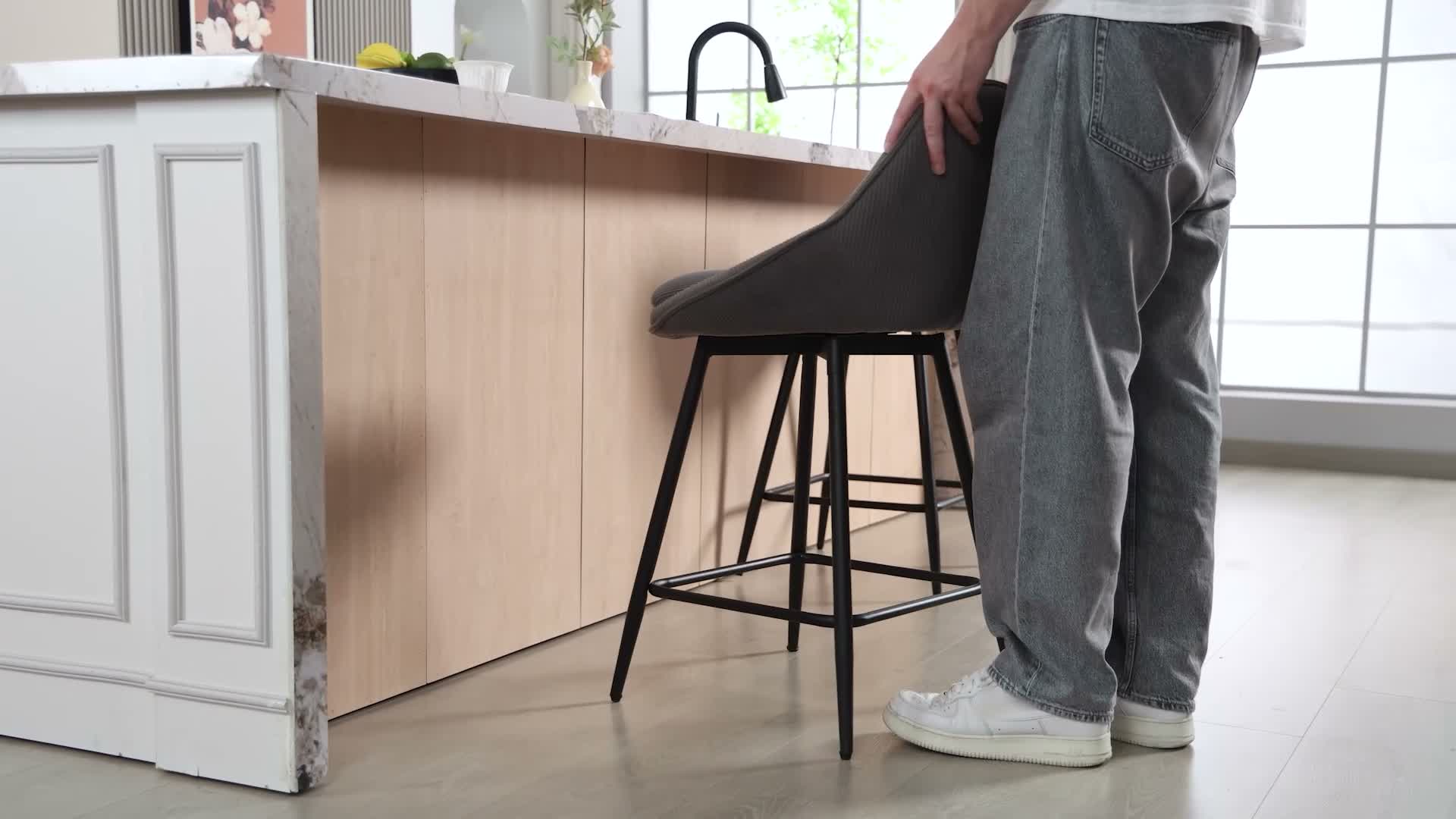 HOMCOM Barhocker 2er Set Tresenhocker mit Fußstütze Produktbild-Vorschau 7