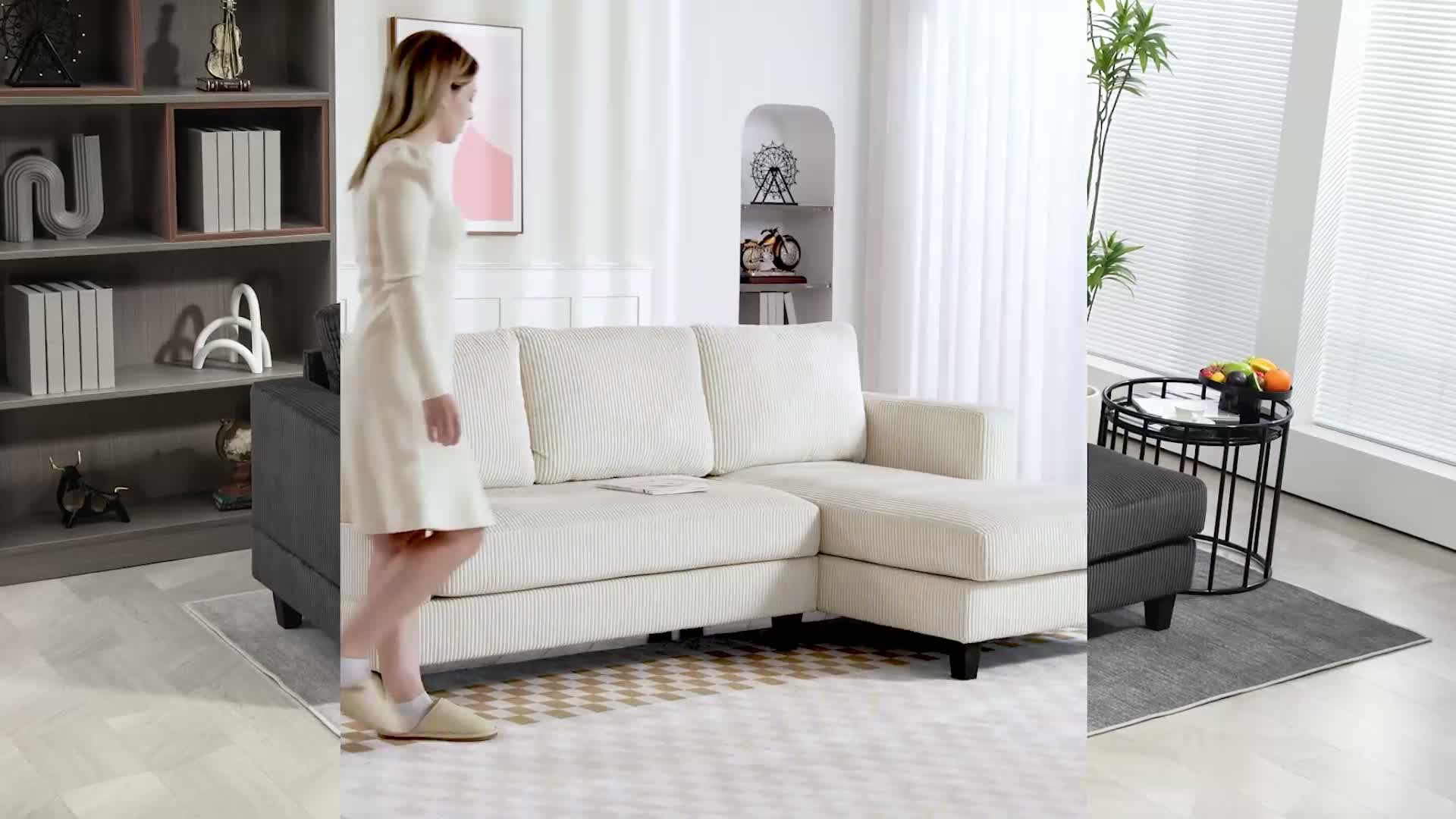 HOMCOM Ecksofa Couch mit Chaiselongue Sofa L Form mit Produktbild-Vorschau 7