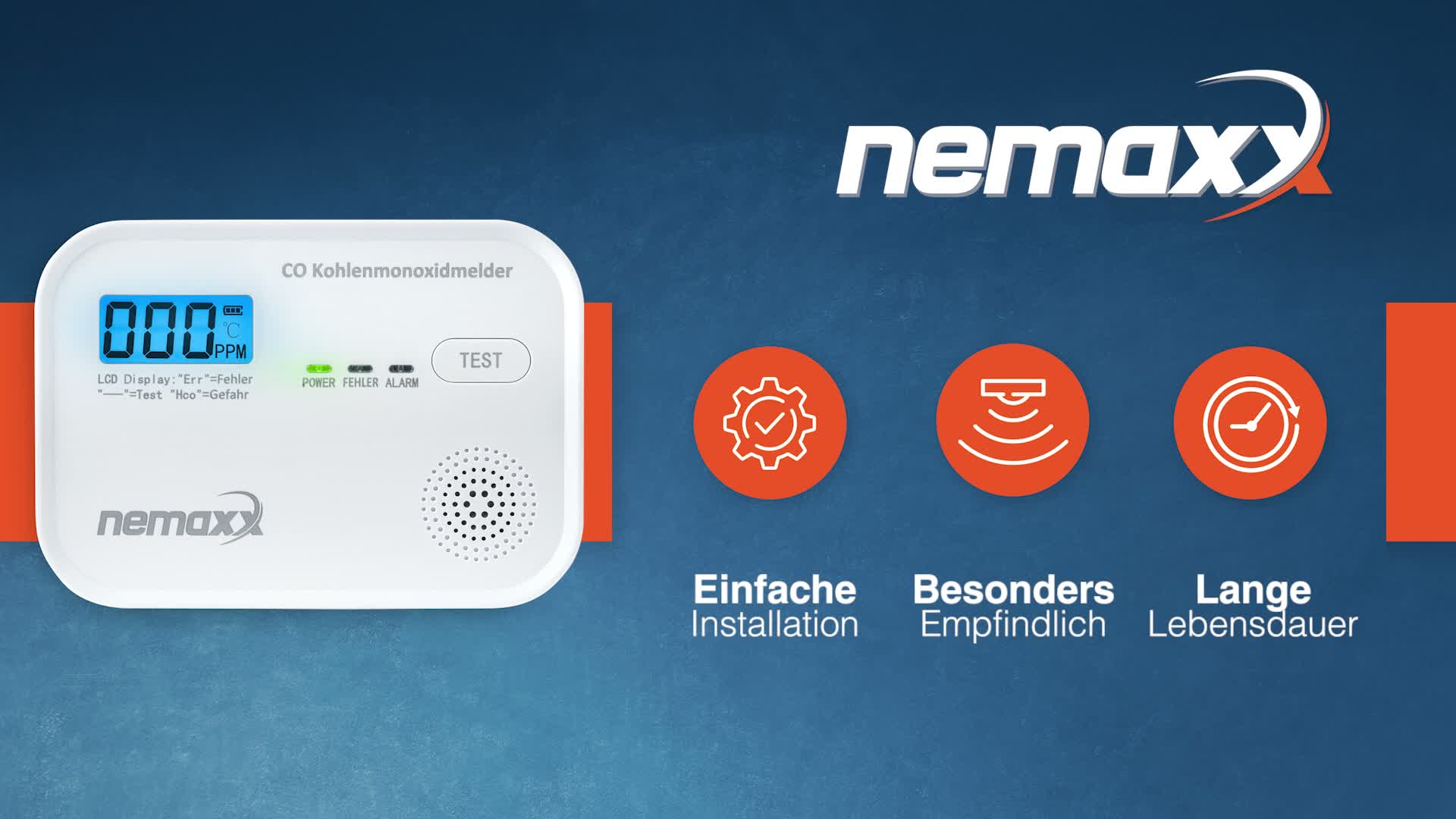 NEMAXX CM18 Detektor Oxidu Uhoľnatého CO s LCD Displejom, Náhľad obrázku produktu 7