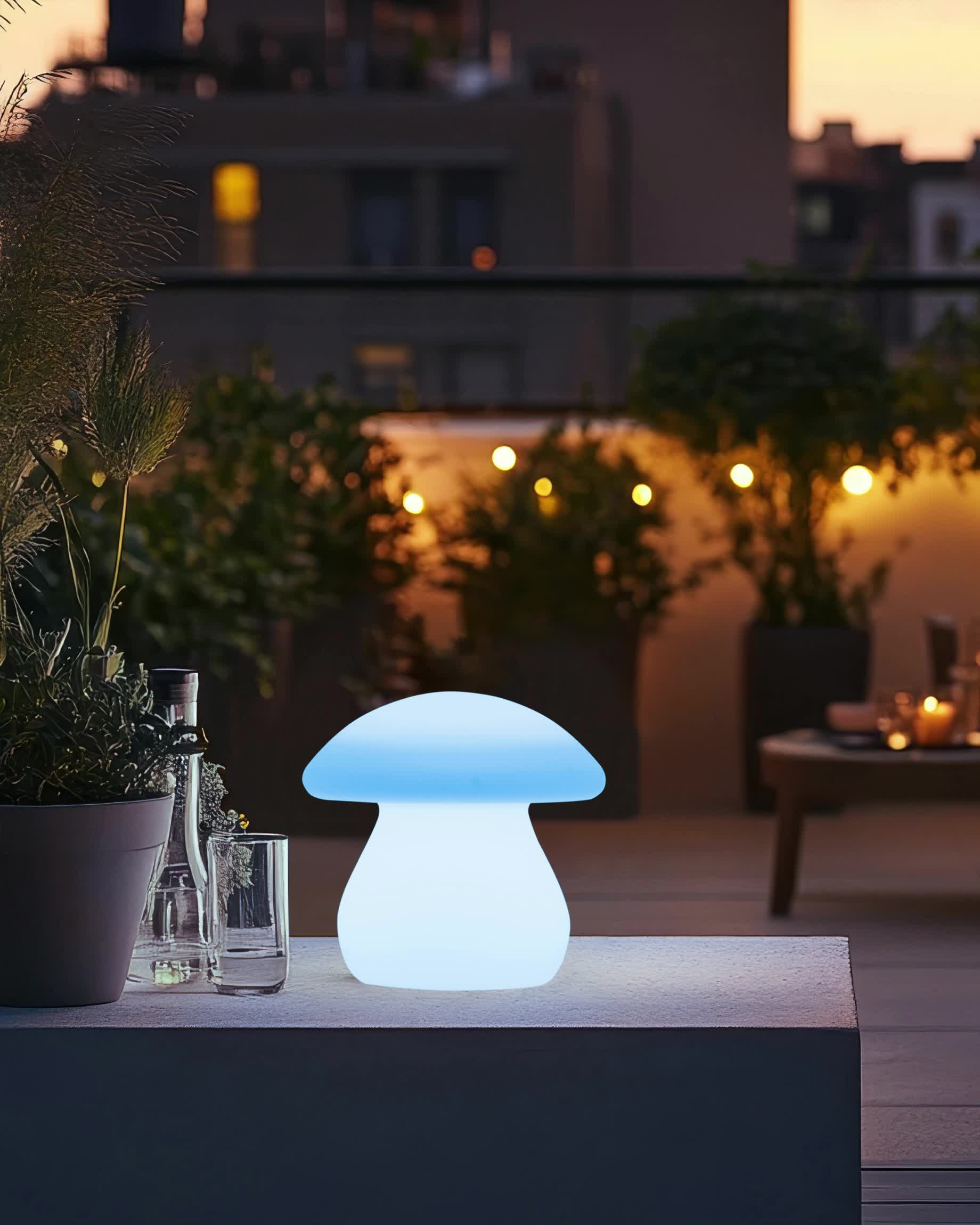 BELIANI Outdoor Tischlampe LED Weiß Kunststoff Pilzform Produktbild-Vorschau 7