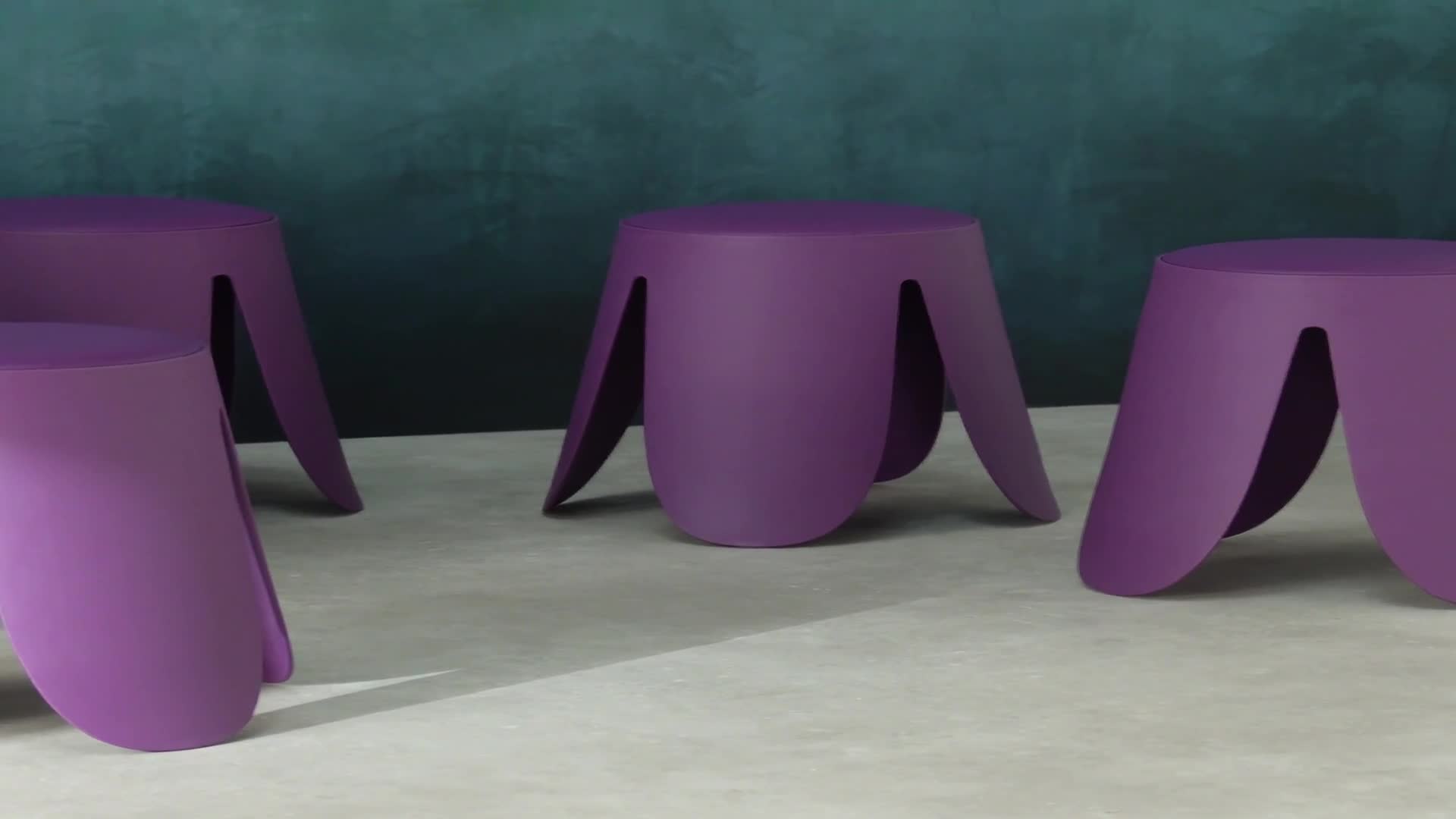 sweeek - 2er-Set stapelbare Hocker mit Kunstleder - Violett Produktbild-Vorschau 7
