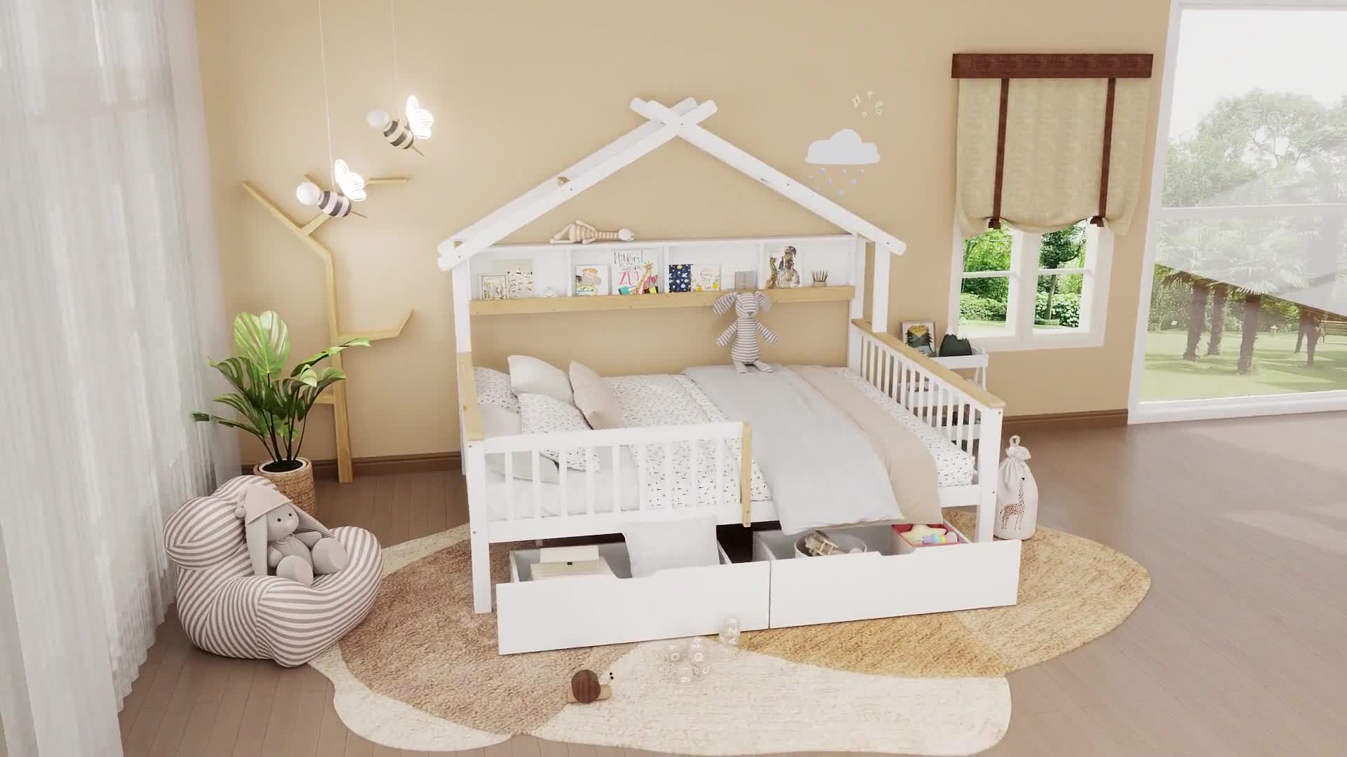Flieks Kinderbett Hausbett 140x200cm mit 2 Schubladen, Produktbild-Vorschau 7