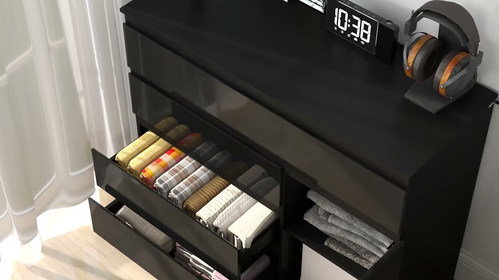 HOMCOM Sideboard, Kommode mit 5 Schubladen, verstellbarem Produktbild-Vorschau 7