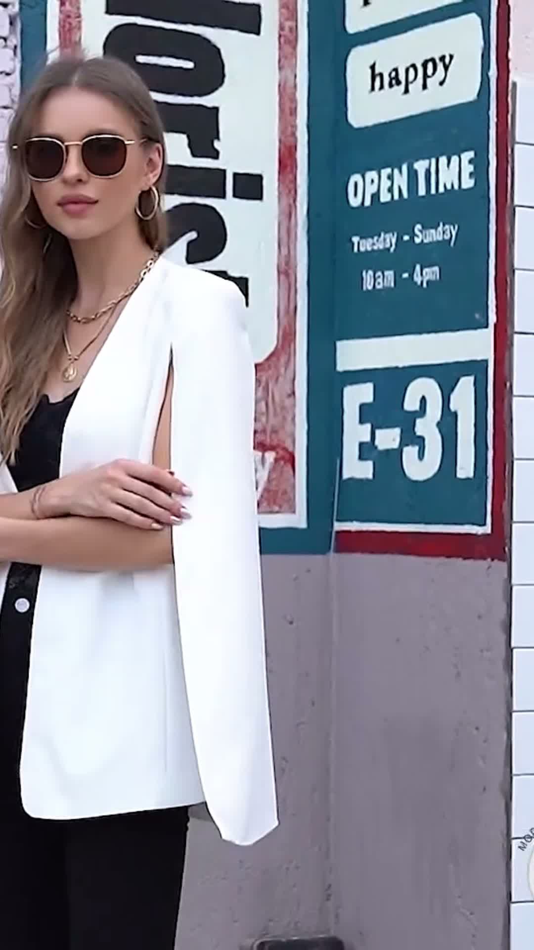 Damen-Blazer im Cape-Stil mit geschlitzten Ärmeln und Produktbild-Vorschau 5
