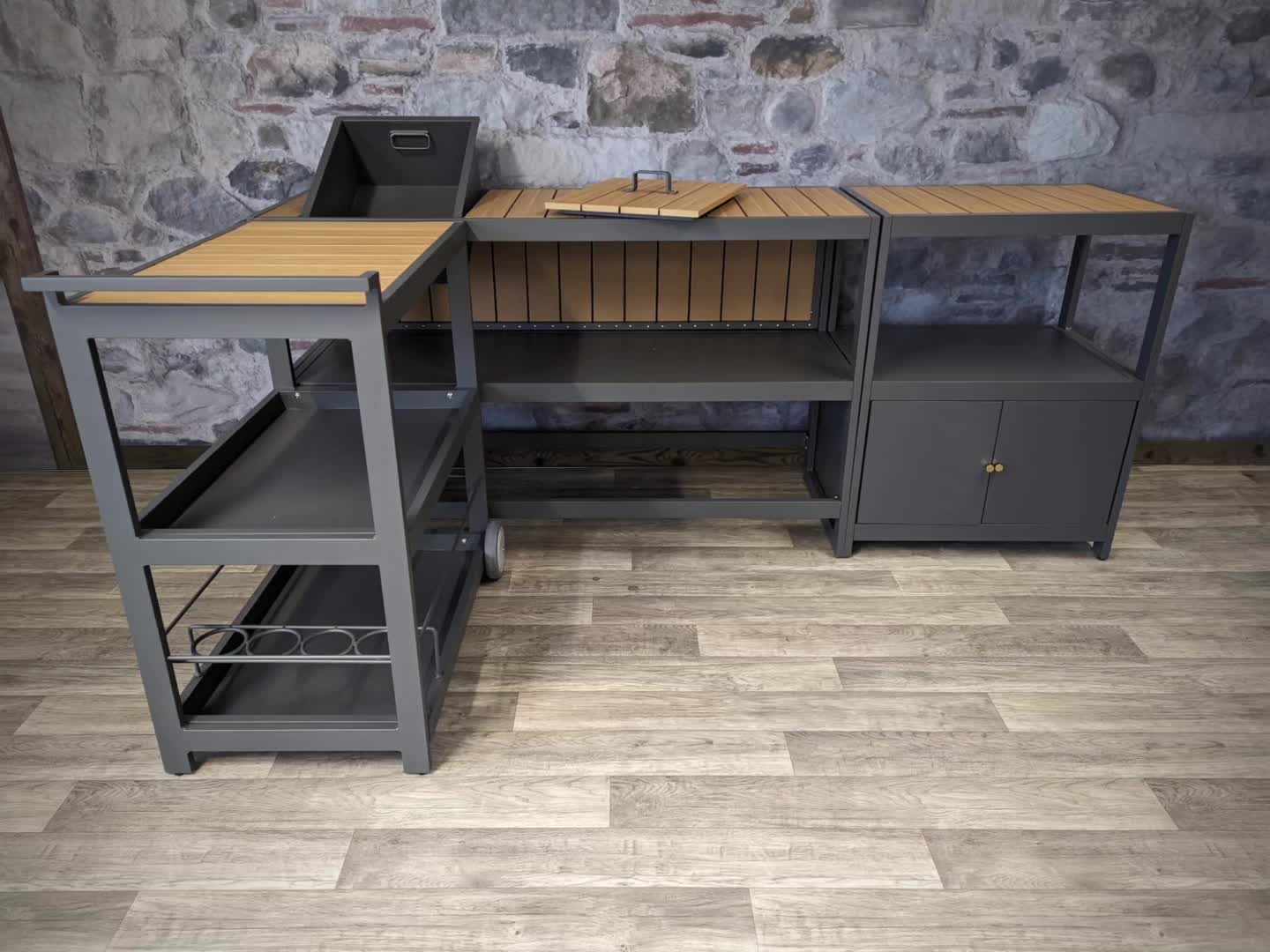 Aluminium Outdoor-Küche 3-teilig HWC-M64, Außenküche Garten Produktbild-Vorschau 7