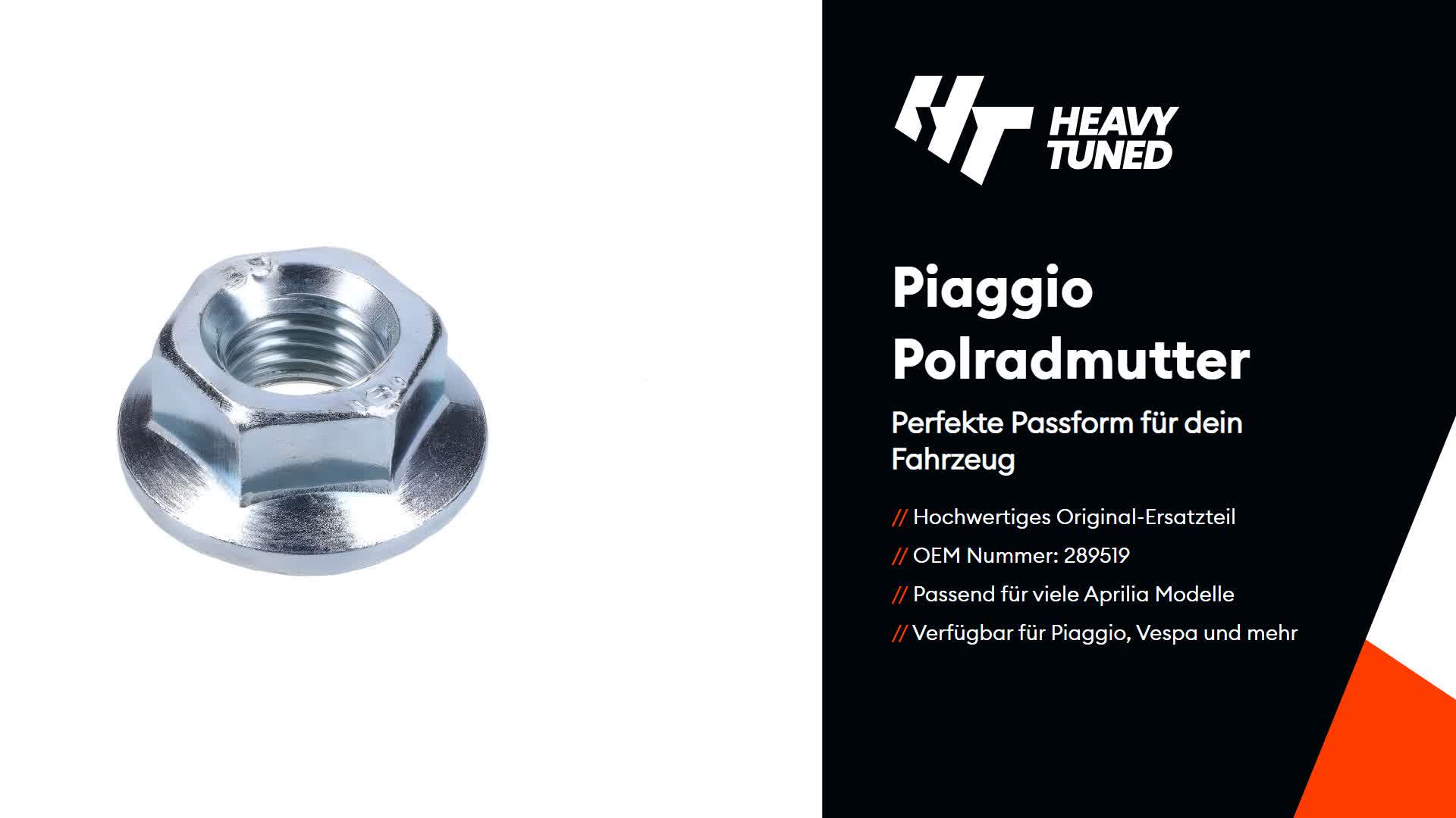 Piaggio Polradmutter Variomatik Mutter mit Flansch, Produktbild-Vorschau 3