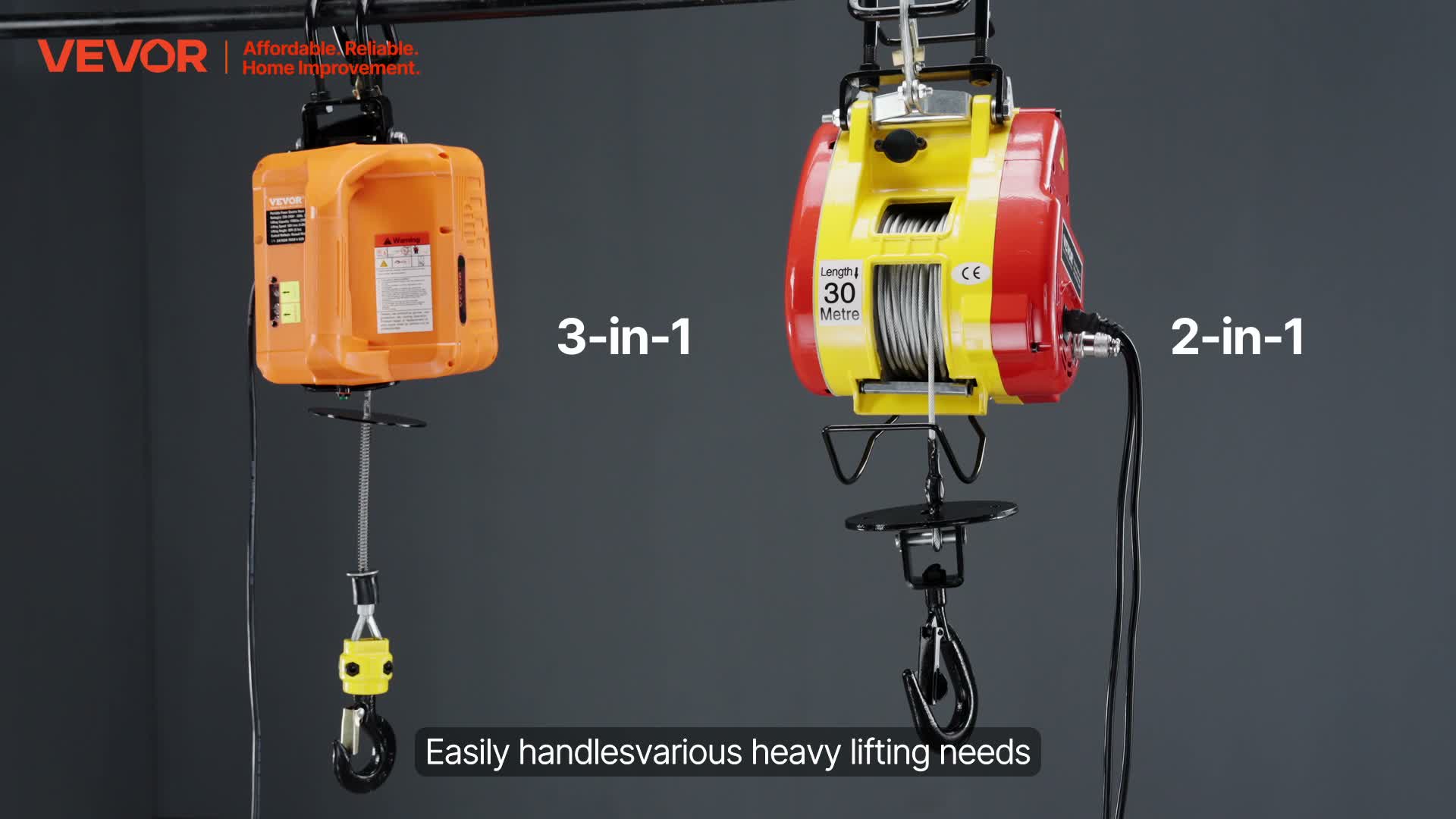 VEVOR 2-in-1 elektrische Hebewinde, 500 kg Kapazität, 1800 Produktbild-Vorschau 7