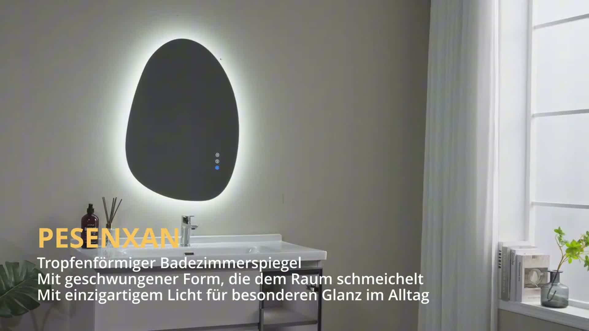 PESENXAN Asymmetrischer LED-Badspiegel 65x50 cm, 3 Produktbild-Vorschau 7