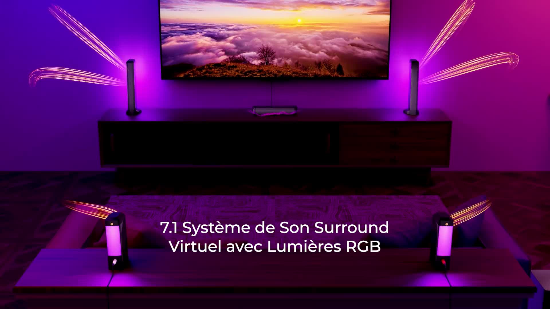 Barre de son amovible ULTIMEA 7.1ch avec lumière RGB, Voir les images du produit 7