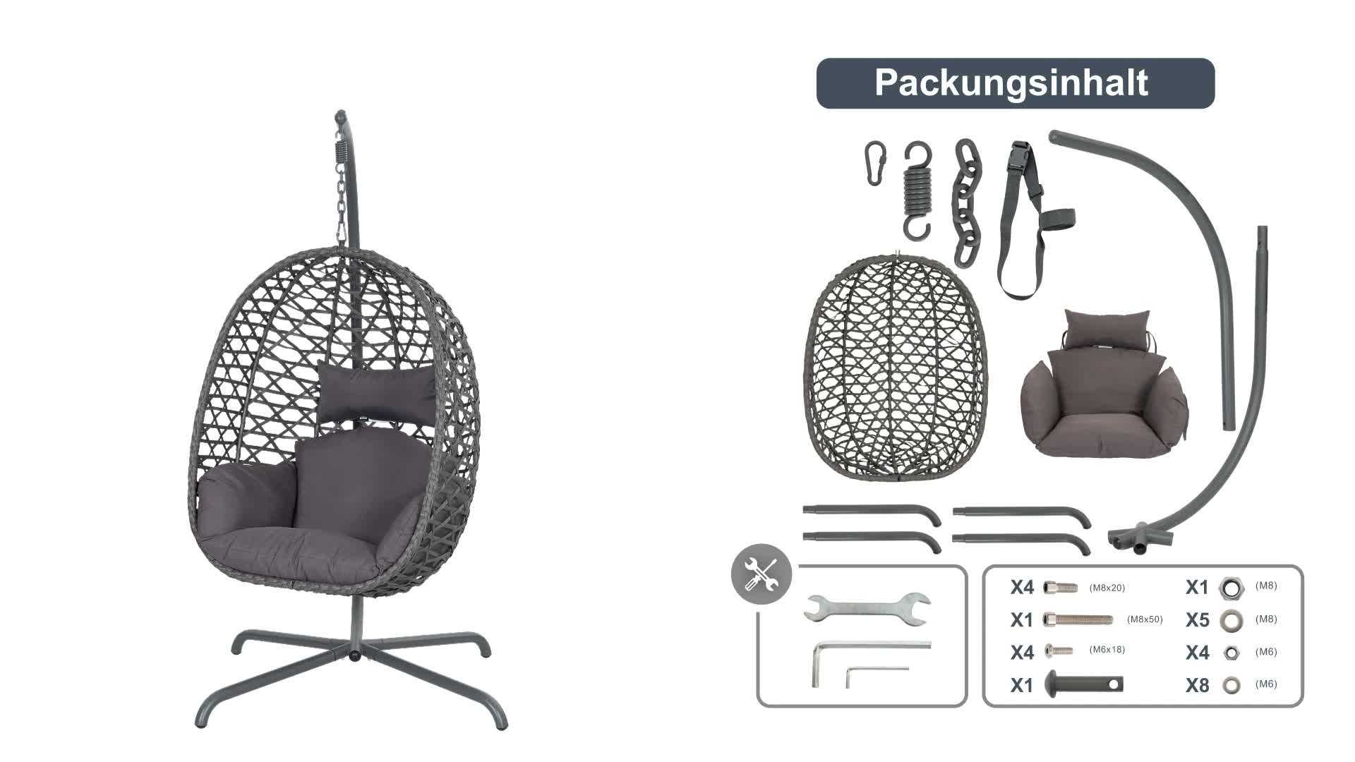 Avestar Outdoor-Schaukel-Hängesessel in Eiform mit weichem Produktbild-Vorschau 7
