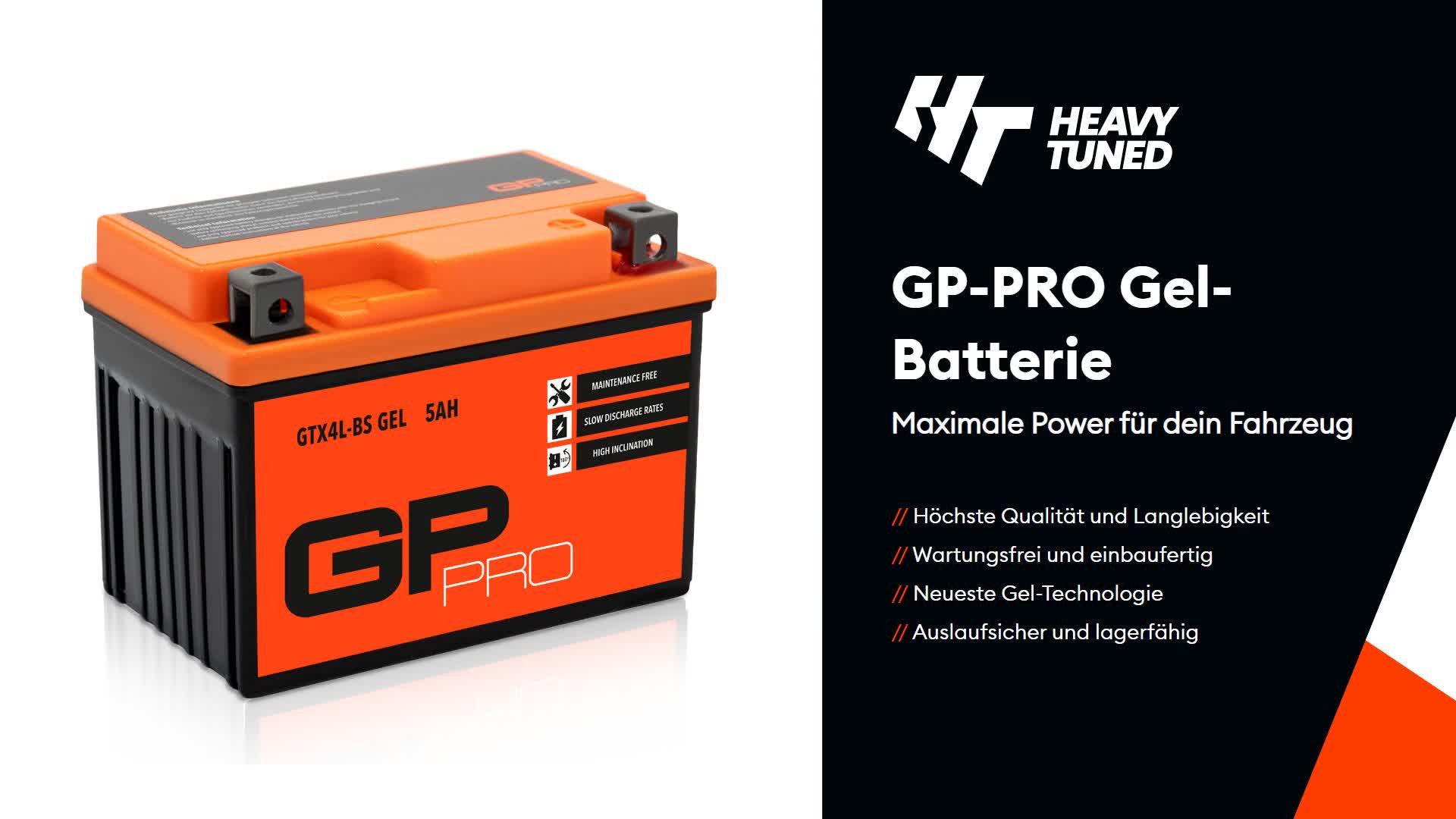 GP-PRO Gel-Batterie 12V 5Ah GTX4L-BS Rollerbatterie / Produktbild-Vorschau 7