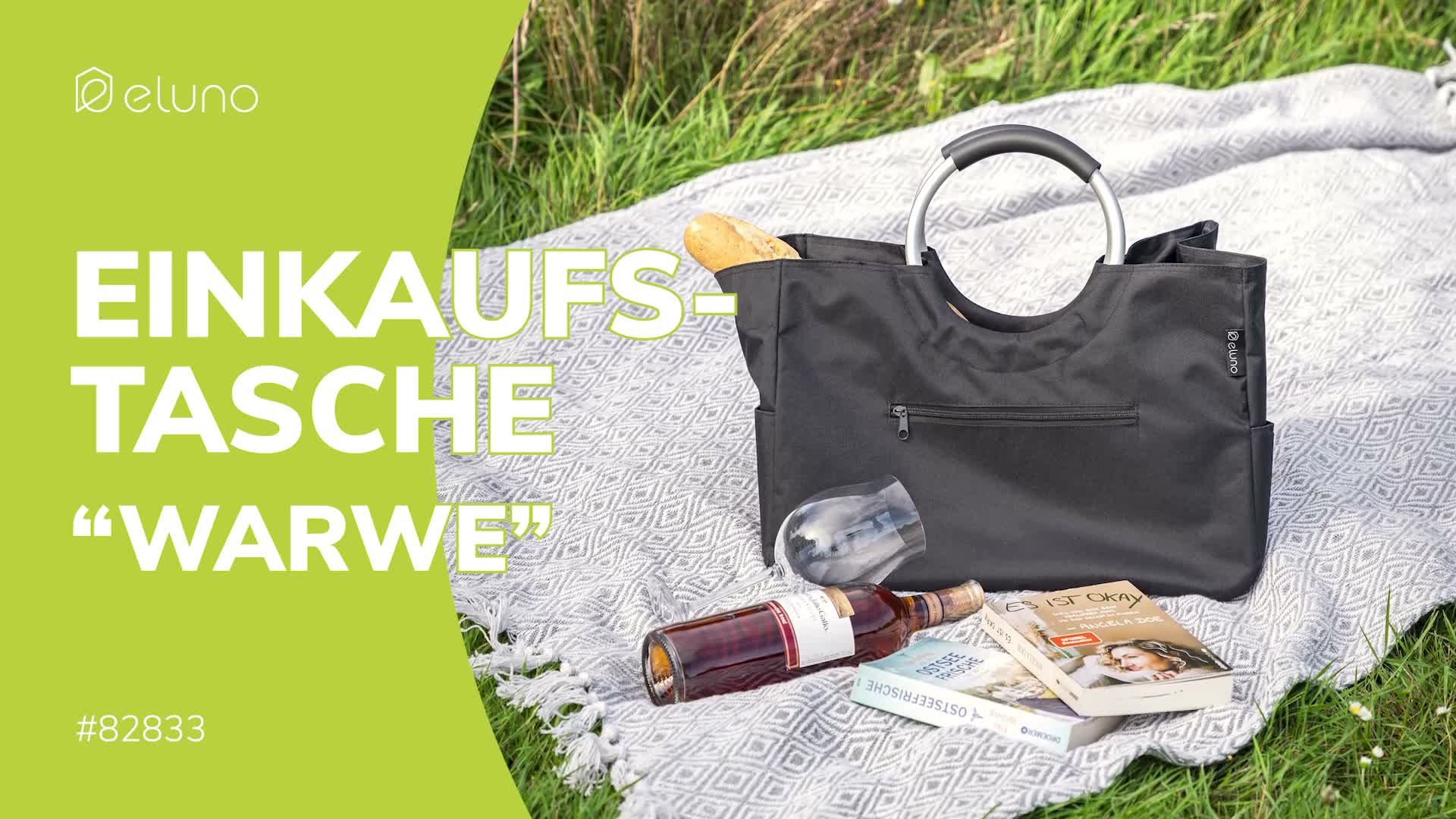 eluno Einkaufstasche WARWE aus Polyester, schwarz 43 x 29,5 Produktbild-Vorschau 7