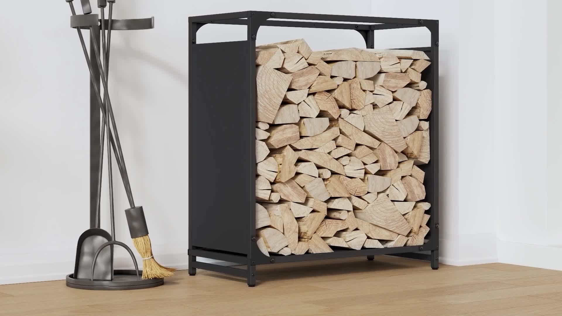 vidaXL Stojak na drewno opałowe czarny 60x28x65 cm Stal Podgląd zdjęcia produktu 7