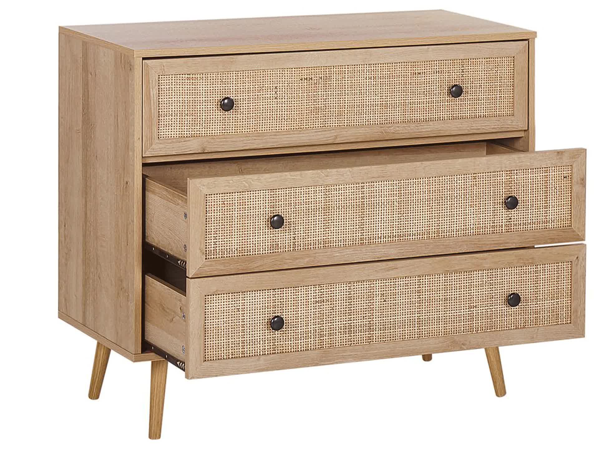 BELIANI Kommode Heller Holzfarbton Rattan Faserplatte Produktbild-Vorschau 7