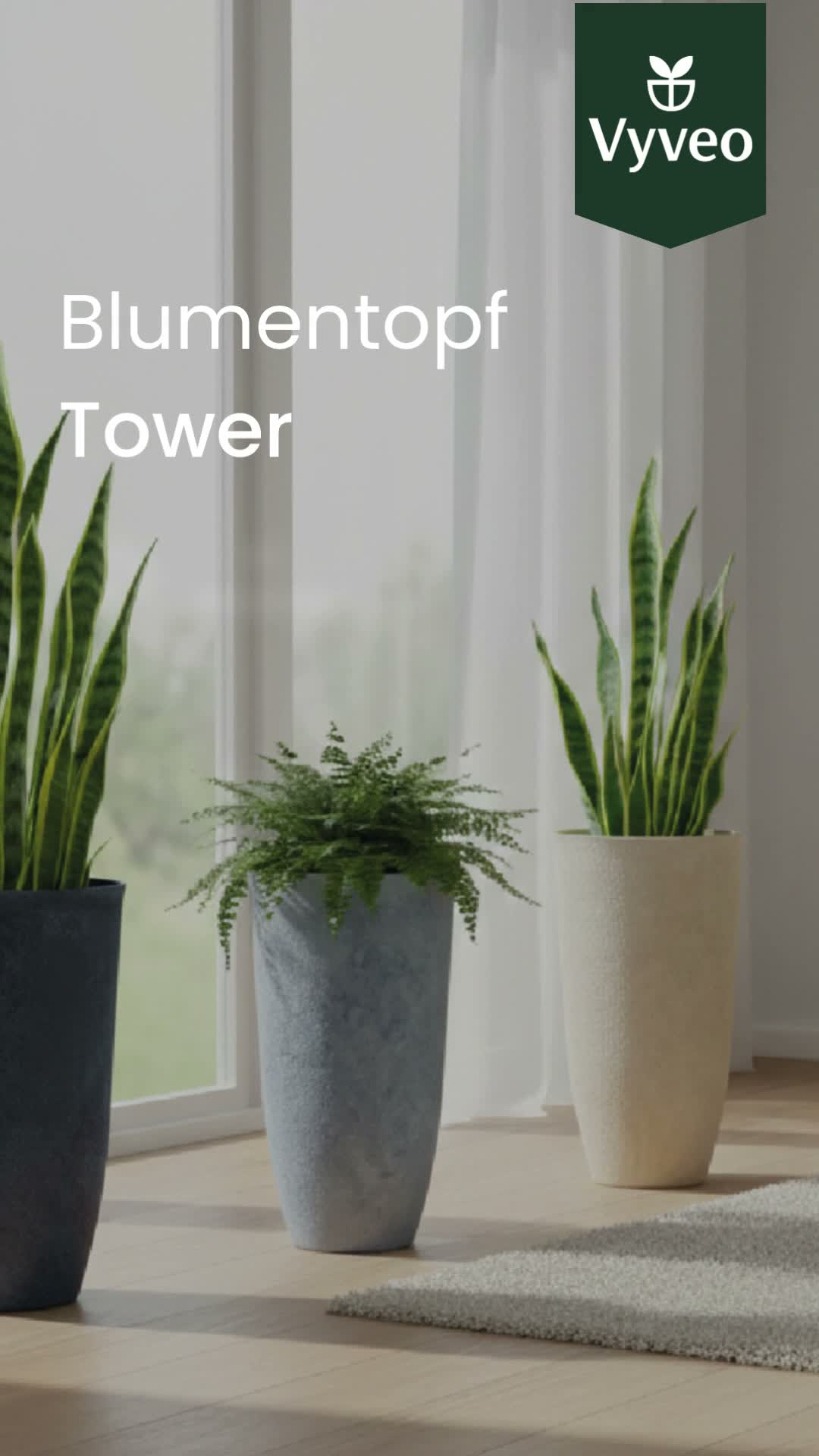 Vyveo - Blumentopf Tower - Dunkelgrau (Retro) - 31x52 Produktbild-Vorschau 7