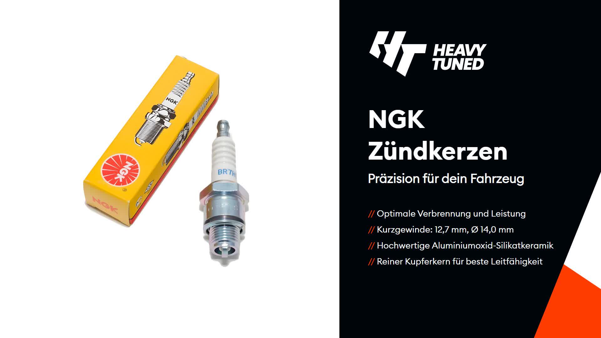 NGK Zündkerze BR7HS entstört, 12,7mm Kurzgewinde Ø 14,0mm, Produktbild-Vorschau 2