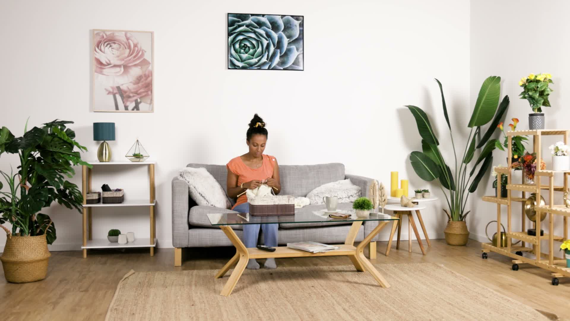 Relaxdays Aufbewahrungskorb 3er Set, Bambus, Stoffbezug im Produktbild-Vorschau 7