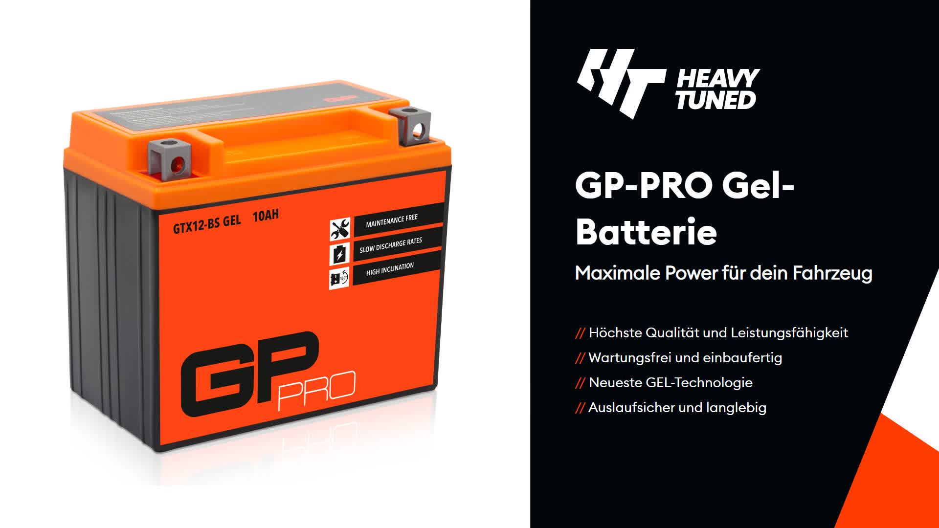 GP-PRO Gel-Batterie 12V 12Ah GTX12-BS Rollerbatterie / Produktbild-Vorschau 7