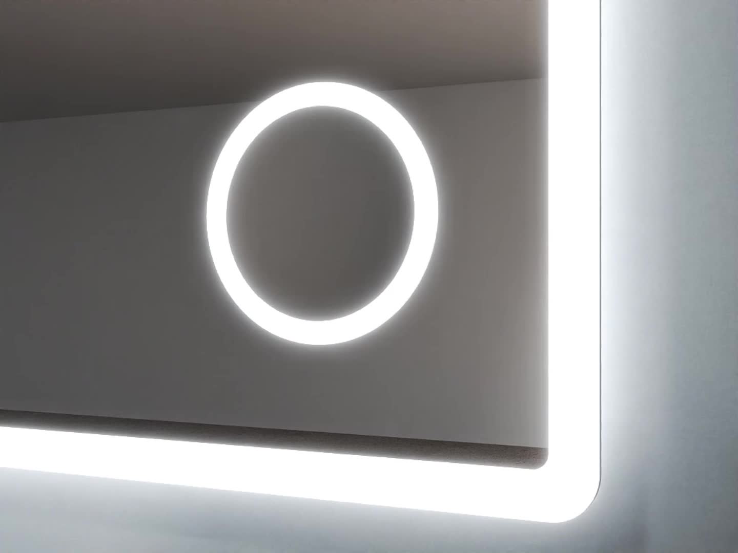 Miroir LED 120x70cm, anti-buée avec horloge, blanc froid Voir les images du produit 7