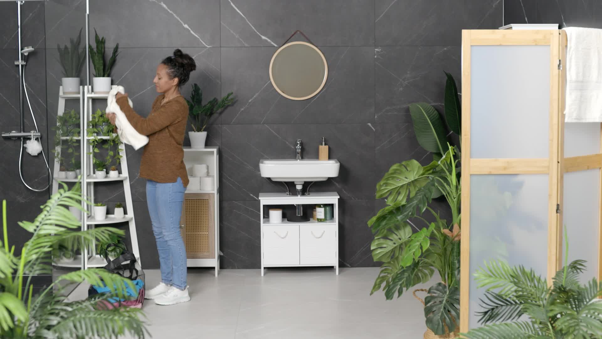 Relaxdays Waschbeckenunterschrank, 2 Fächer, Produktbild-Vorschau 7