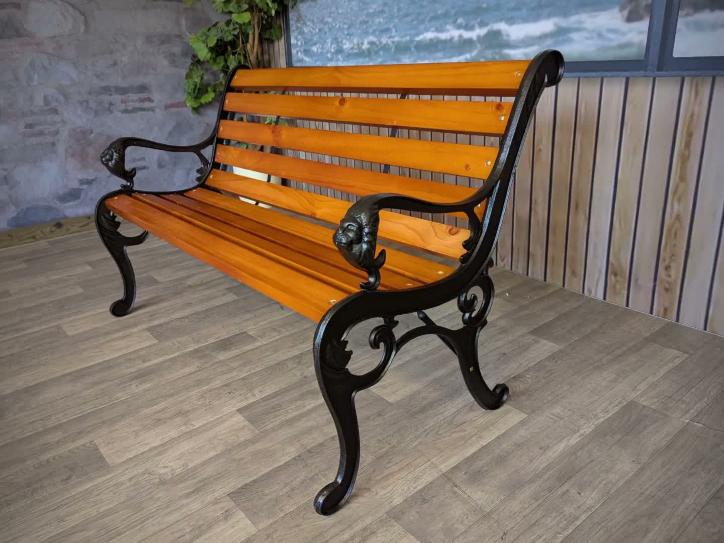 Gartenbank MCW-O25, Sitzbank Parkbank Holzbank 2-Sitzer, Produktbild-Vorschau 7
