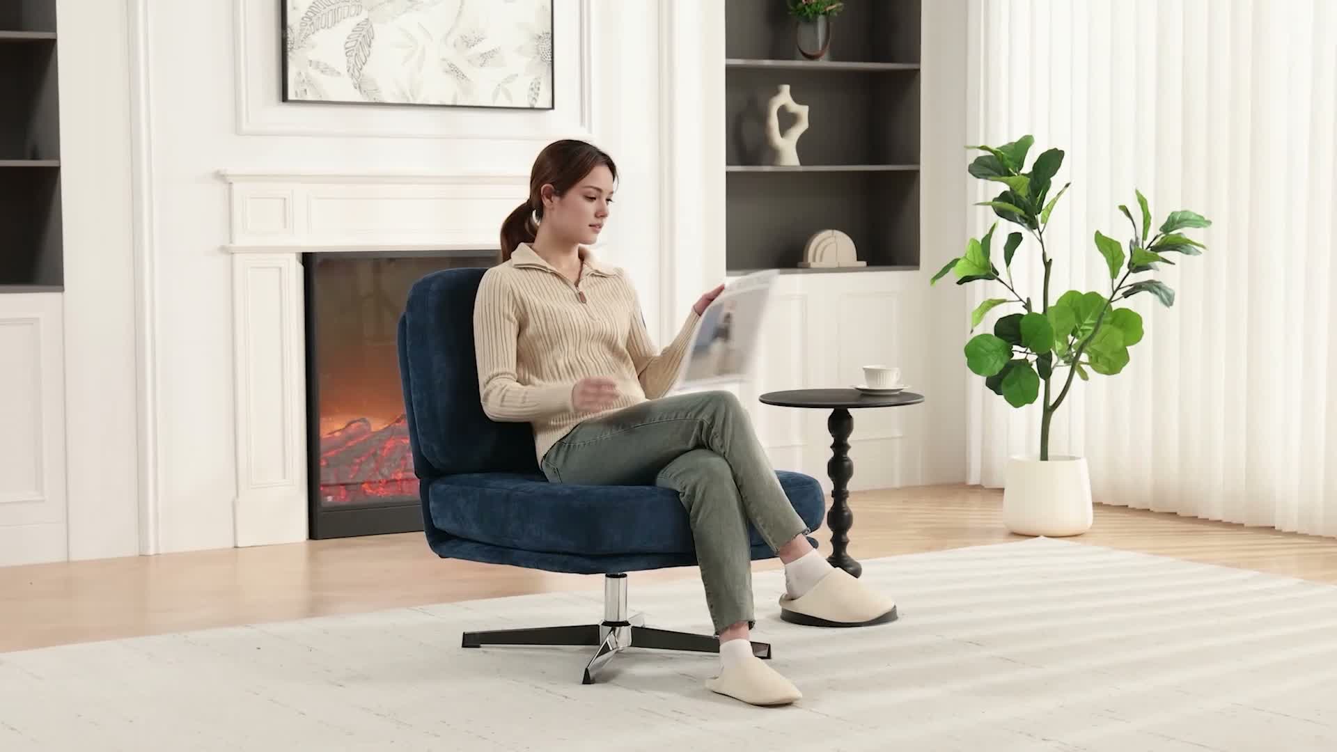 HOMCOM Sessel Drehbarer Loungesessel mit Chenille-Optik Produktbild-Vorschau 7