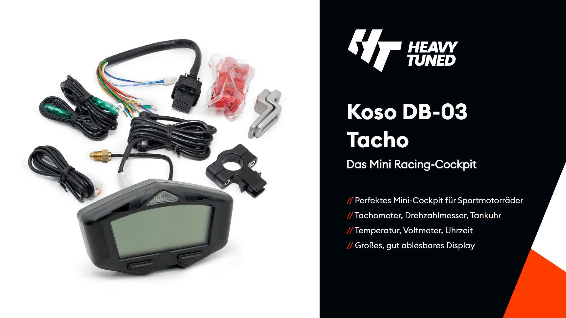 Koso Tacho Digital DB-03 Mini Racing-Cockpit, Speed, RPM, Produktbild-Vorschau 7