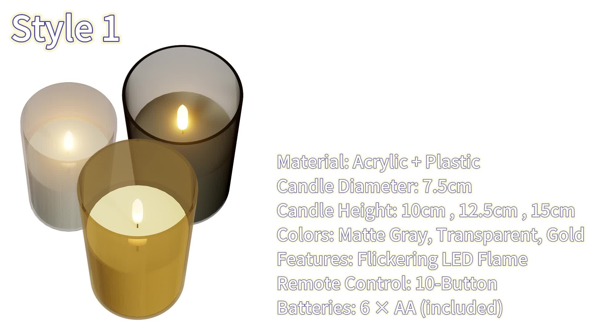 LZQ LED svíčky Sada 9 průhledných, bezplamenných sloupových Náhled obrázku produktu 7