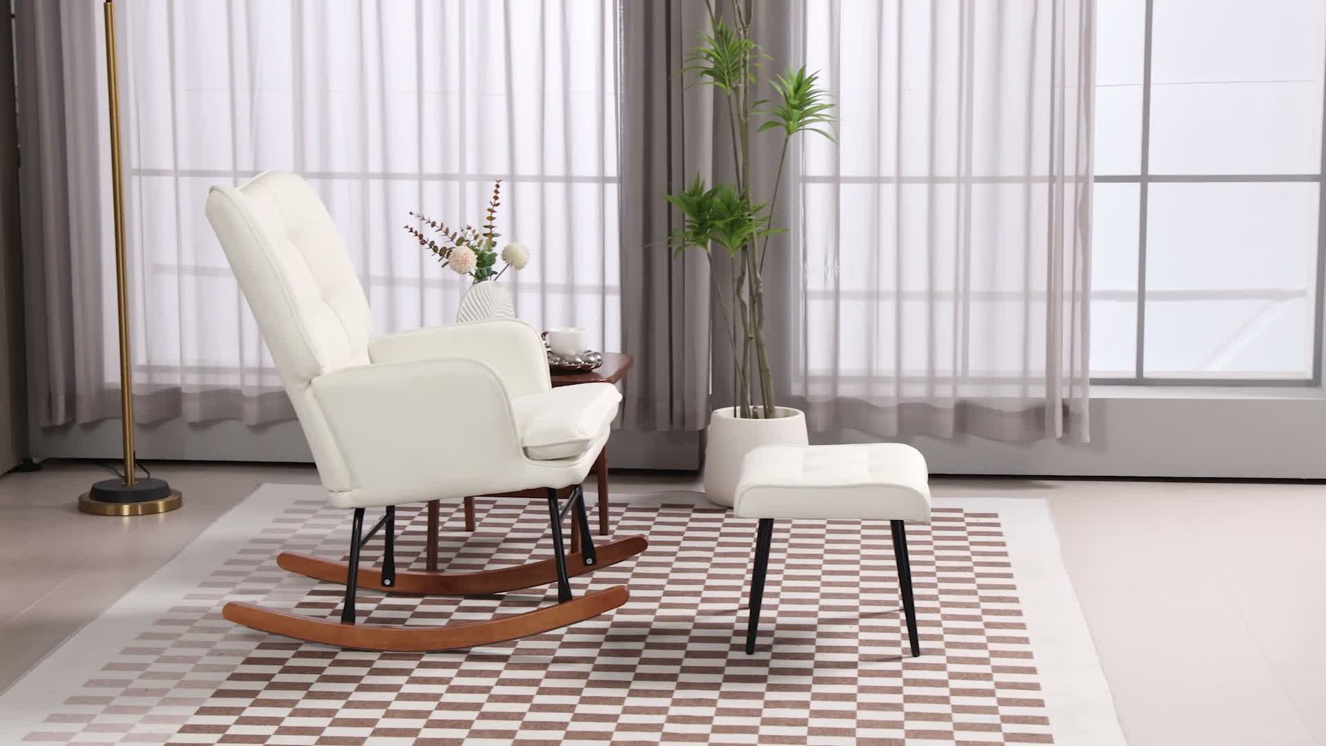 HOMCOM Schaukelstuhl Schwingsessel mit Hocker Relaxsessel Produktbild-Vorschau 7