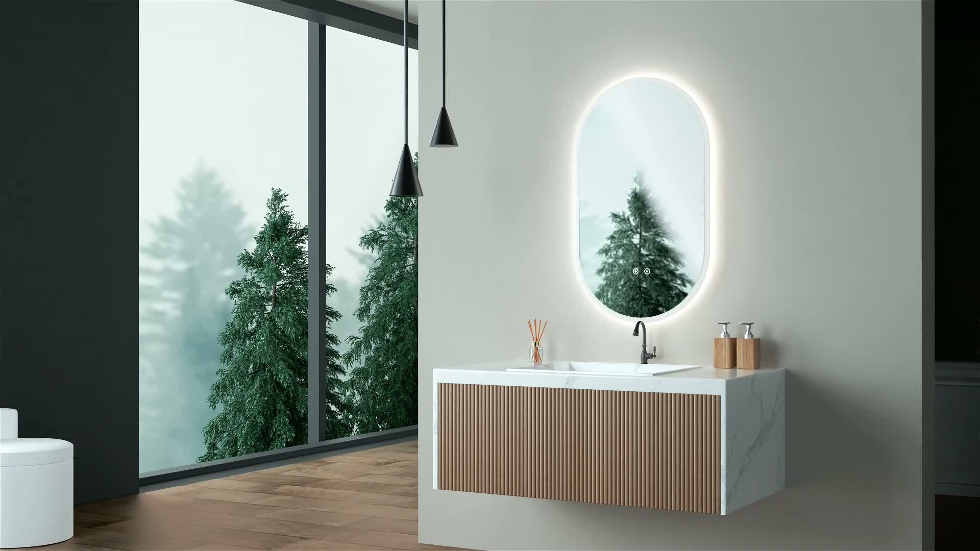 HOKO Badspiegel LED 60 x 100 cm Wandspiegel Oval + LED Produktbild-Vorschau 7