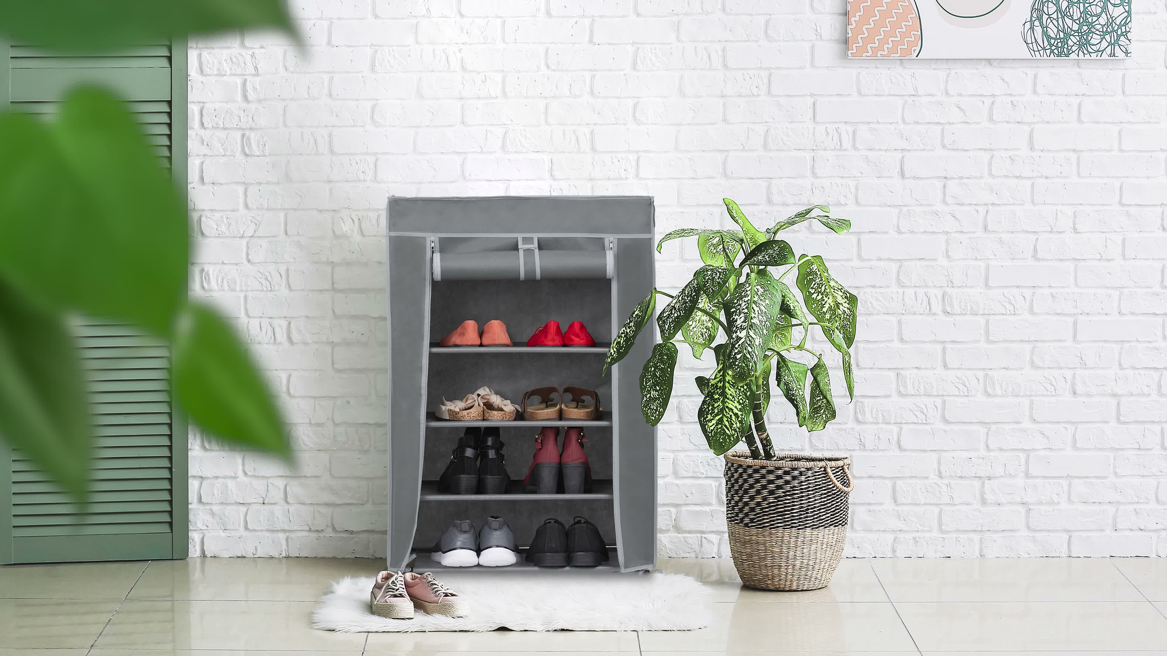 Relaxdays Schuhschrank Stoff, 5 Fächer, 15 Paar Schuhe, Produktbild-Vorschau 7