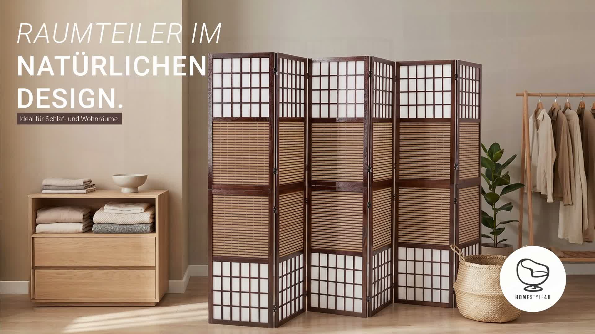Homestyle4u Paravent Raumteiler 6 teilig Faltbar Blickdicht Produktbild-Vorschau 7